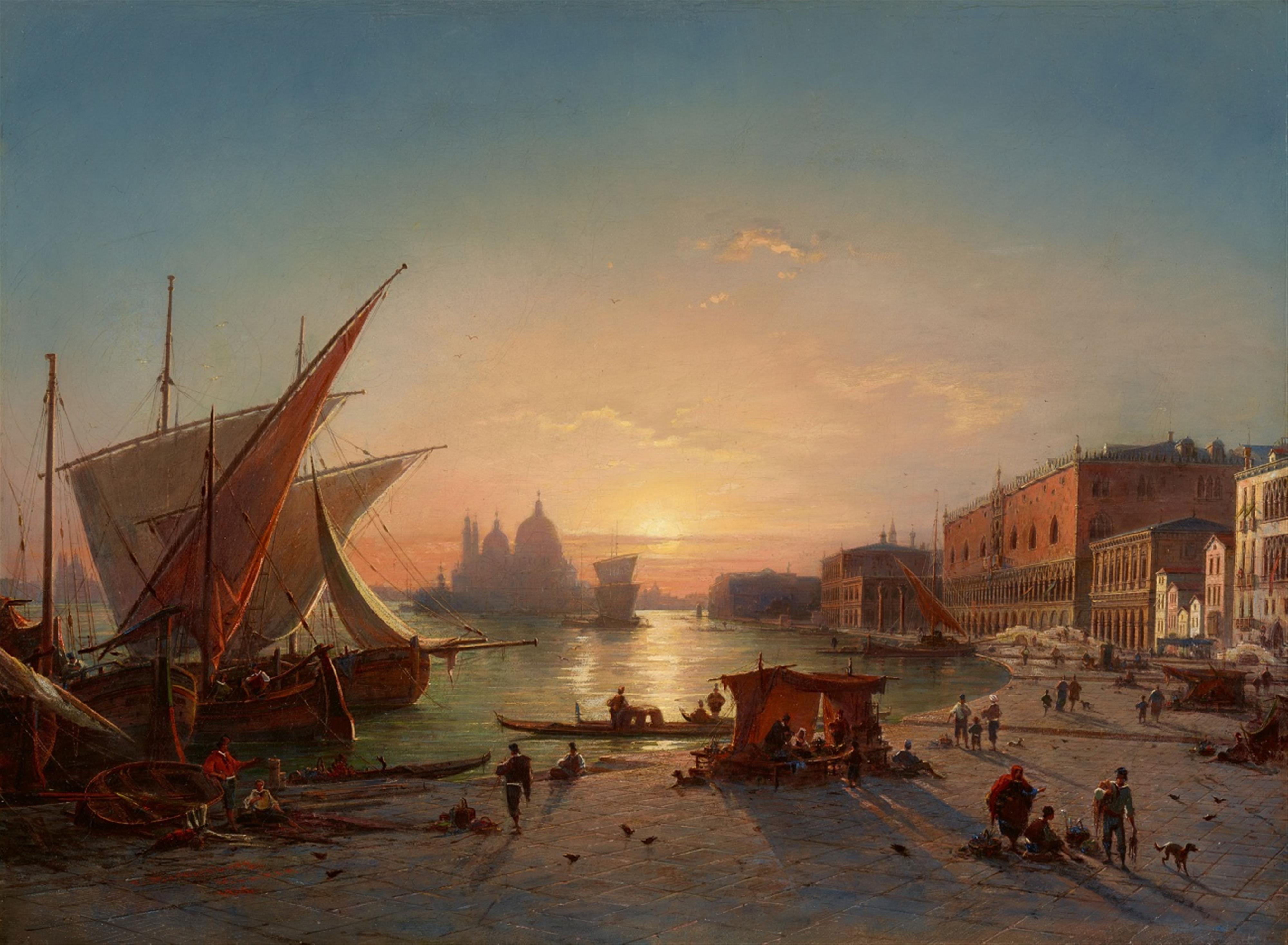 Ludwig (Louis) Mecklenburg - Ansicht von Venedig mit Blick auf Santa Maria della Salute - image-1