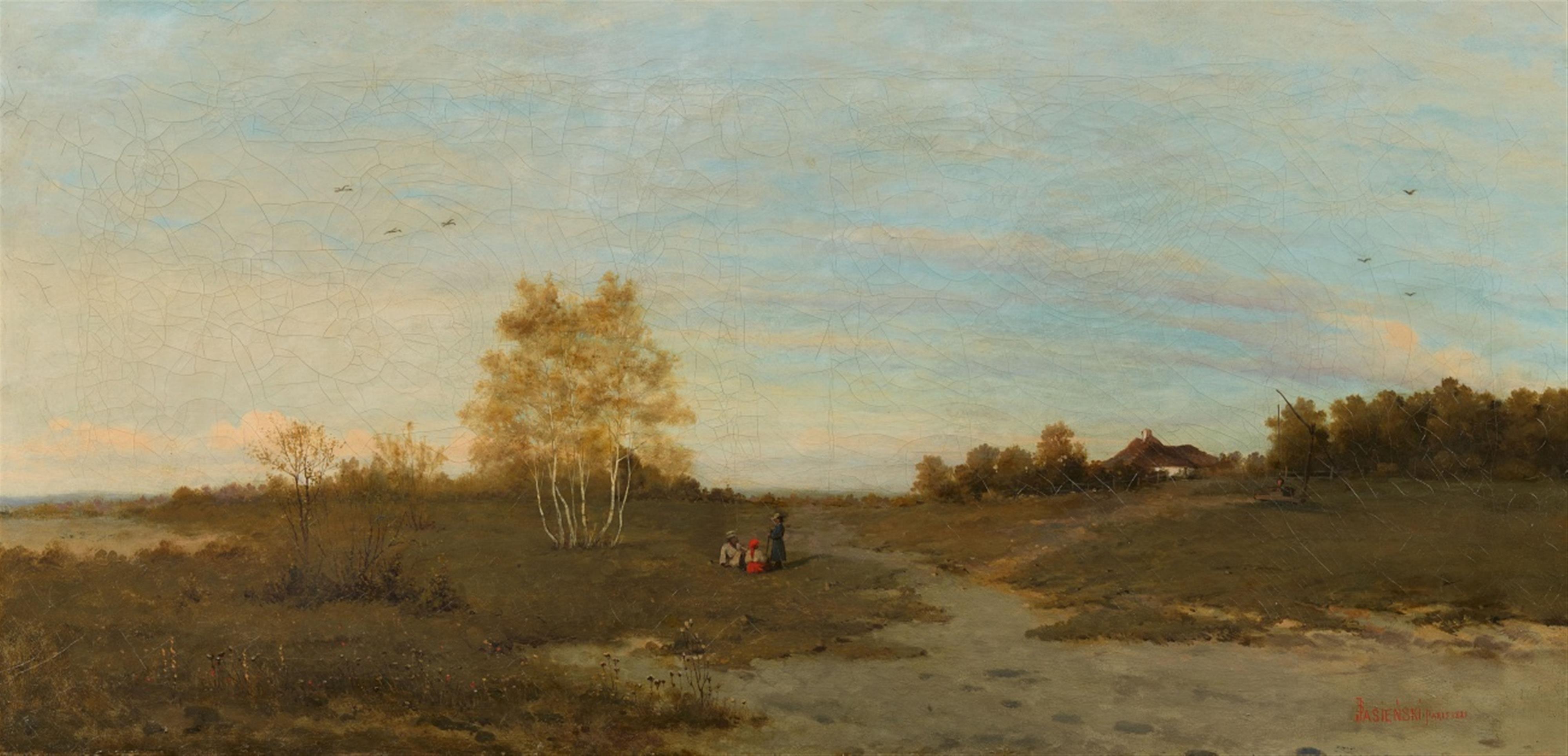 Stanislaw Maksymilian Jasienski - Weite Landschaft mit Birken und drei rastenden Wanderern - image-1