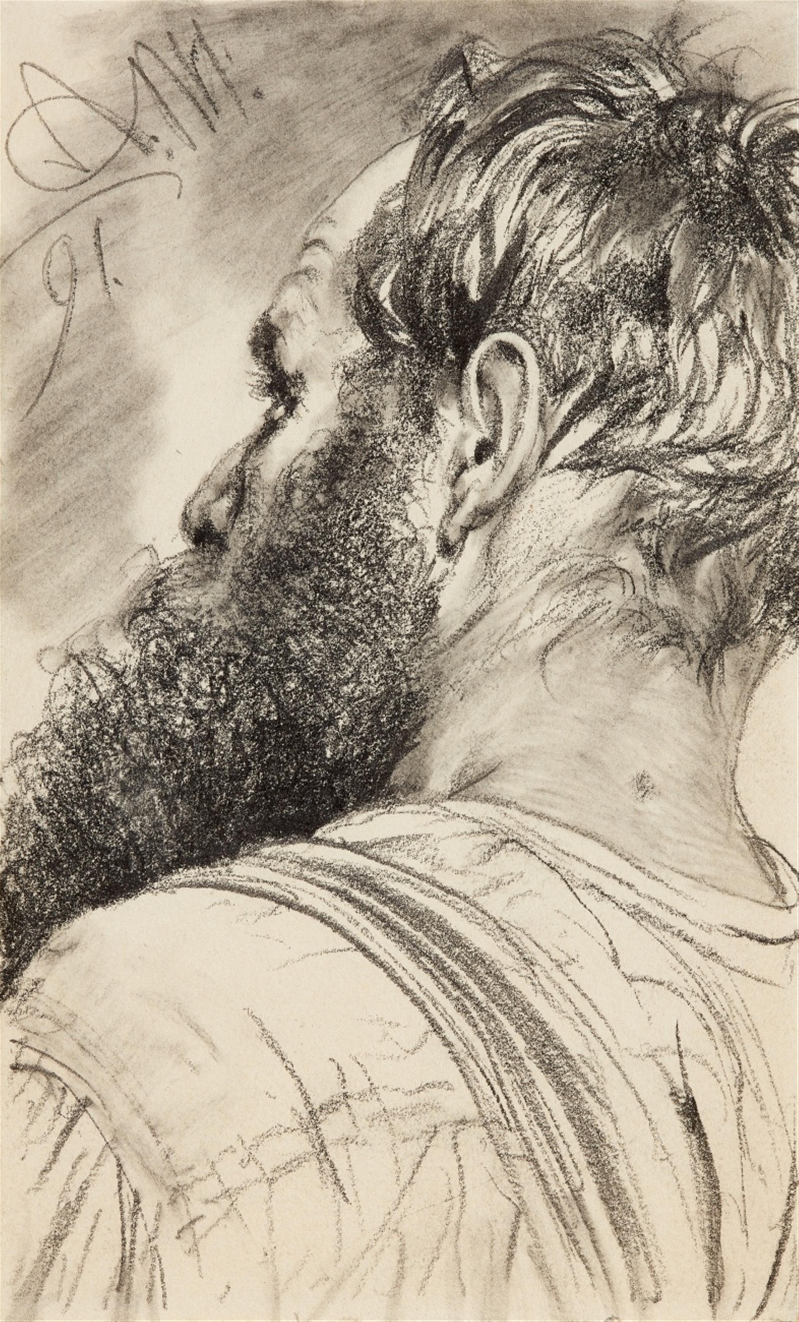 Adolph von Menzel - Bearded Man in Half Profile - image-1