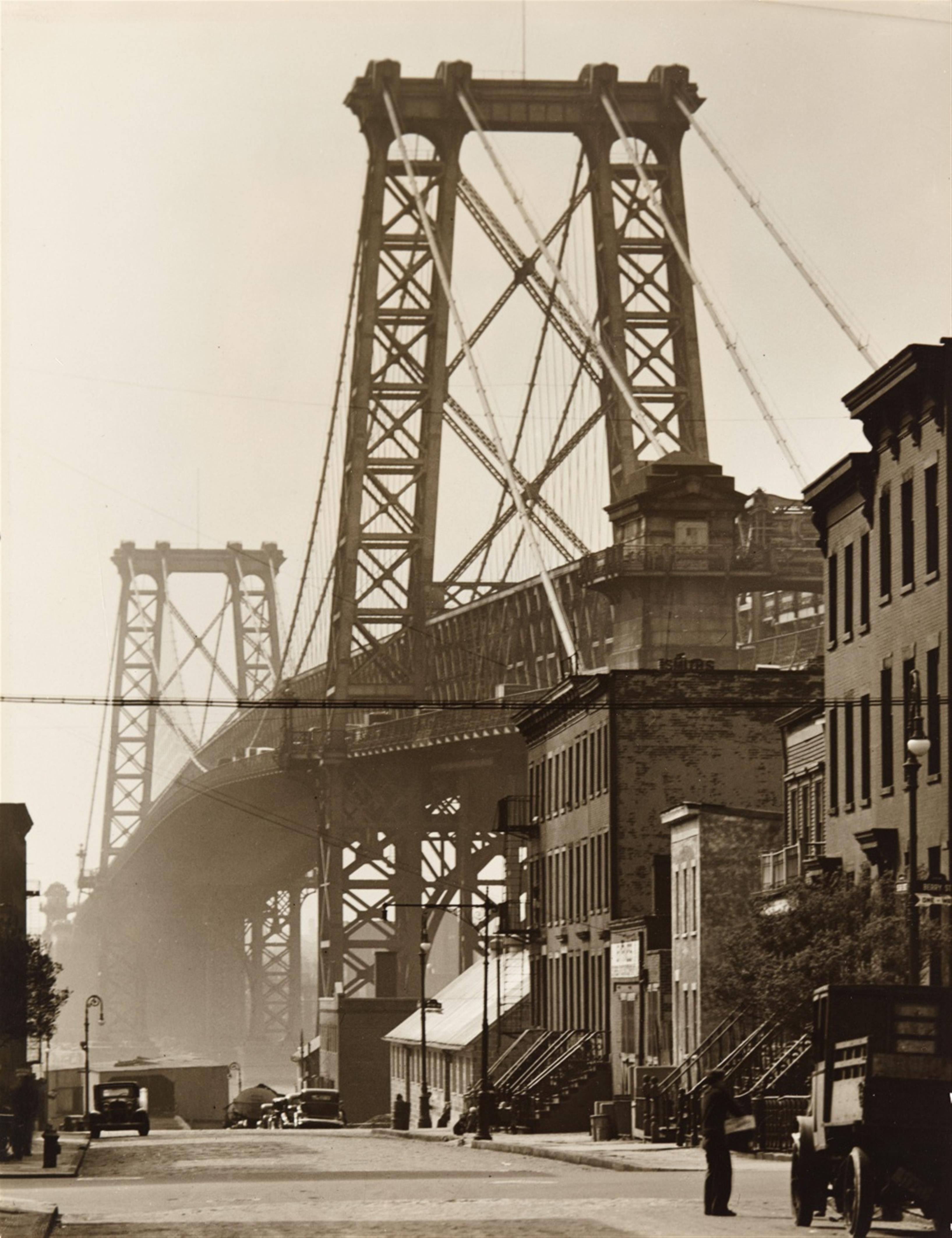 Berenice Abbott - Williamsburg Bridge from South 8th and Berry Streets, Brooklyn - image-1