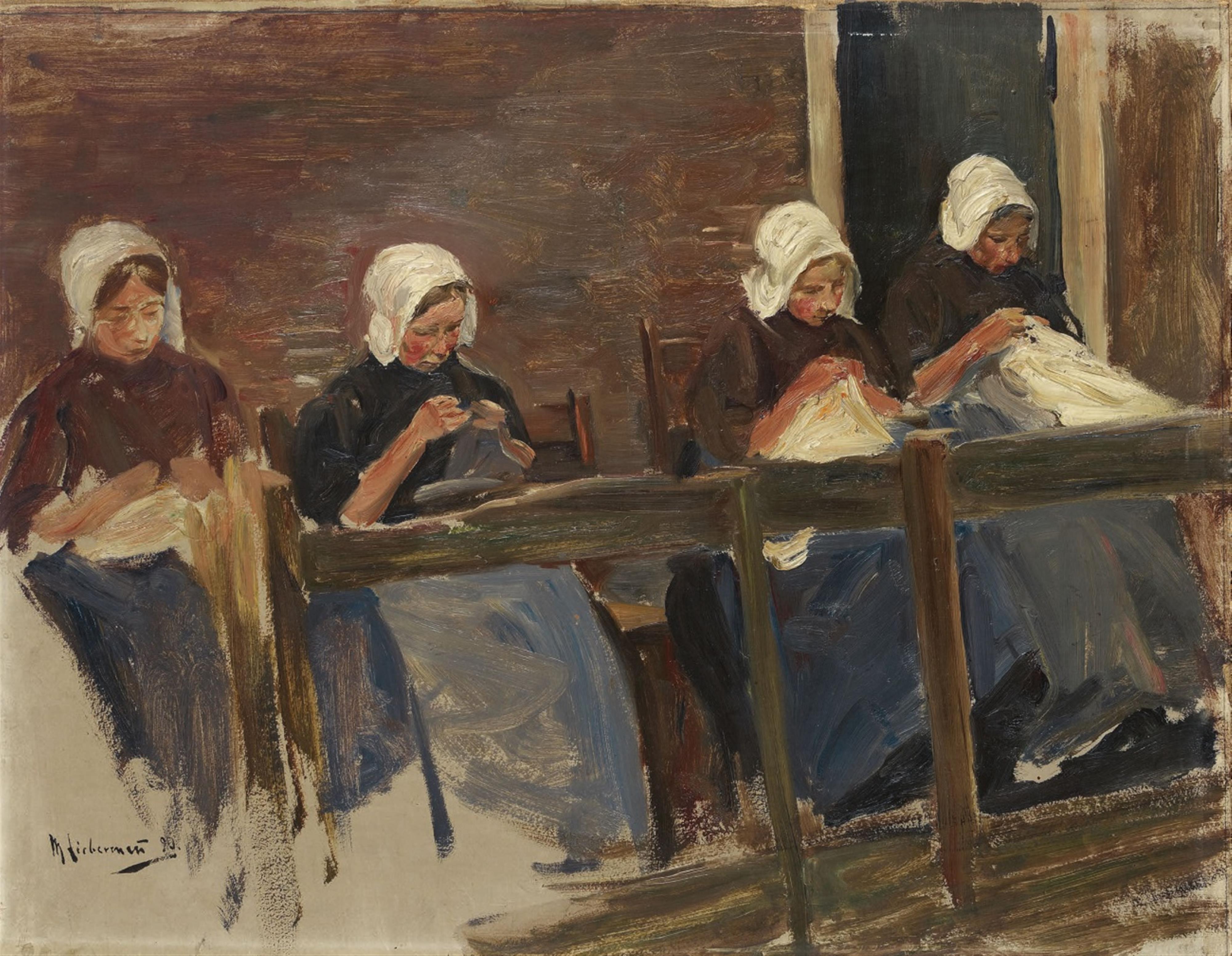 Max Liebermann - Nähende Mädchen in Huyzen - Studie mit vier Figuren (Holländische Näherinnen) - image-1
