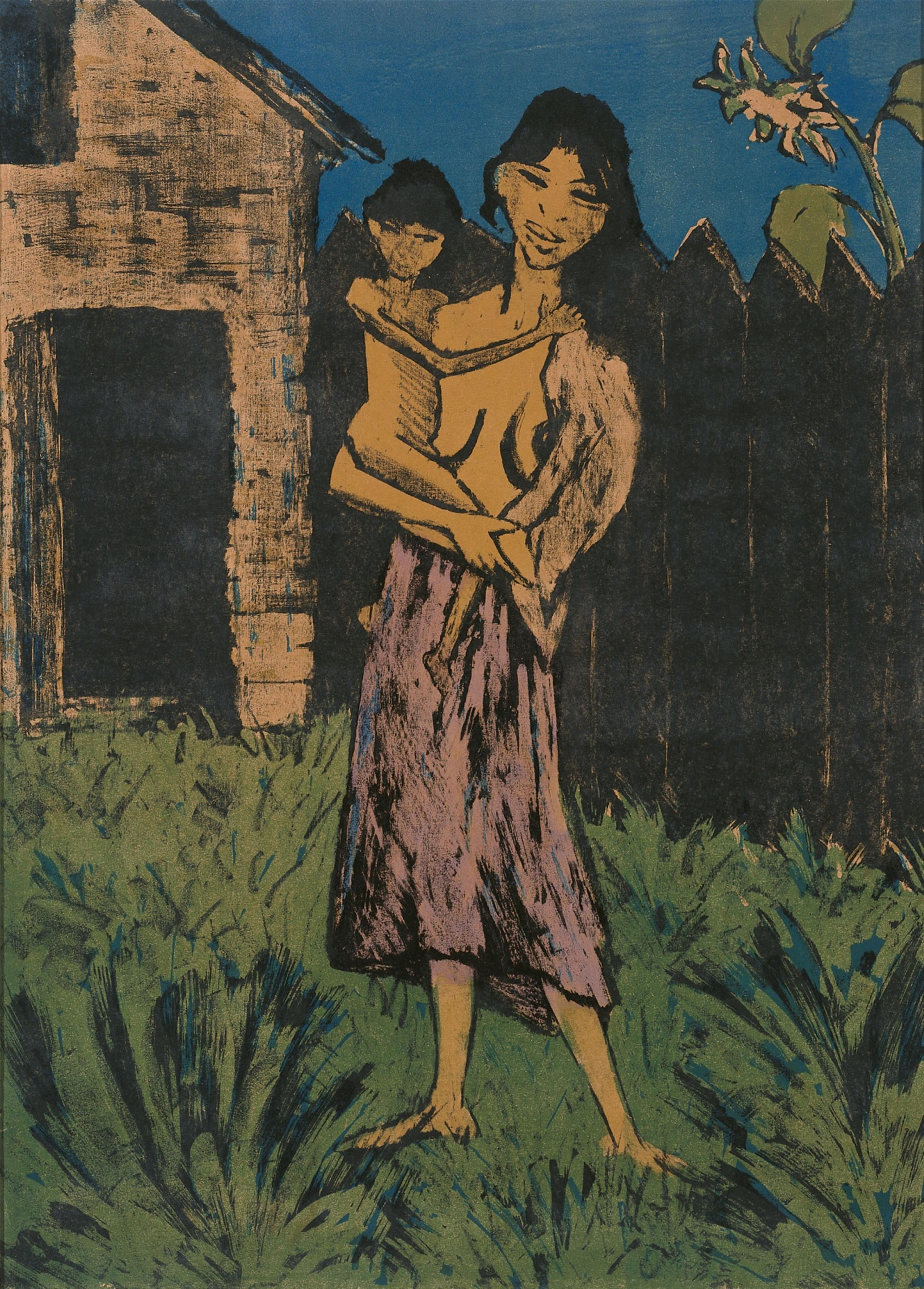 Otto Mueller - Stehende Zigeunerin mit Kind auf dem Arm - image-1