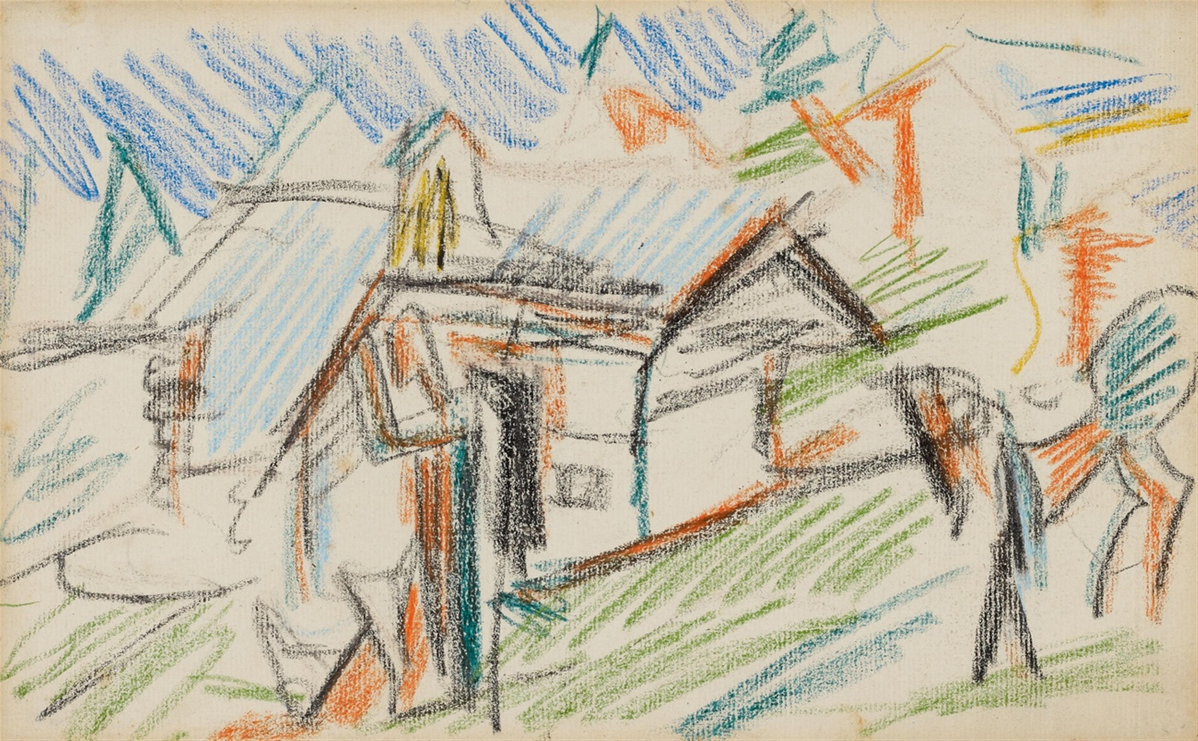 Ernst Ludwig Kirchner - Sennhütte auf der Staffelalm mit Bauer und Pferd - image-1