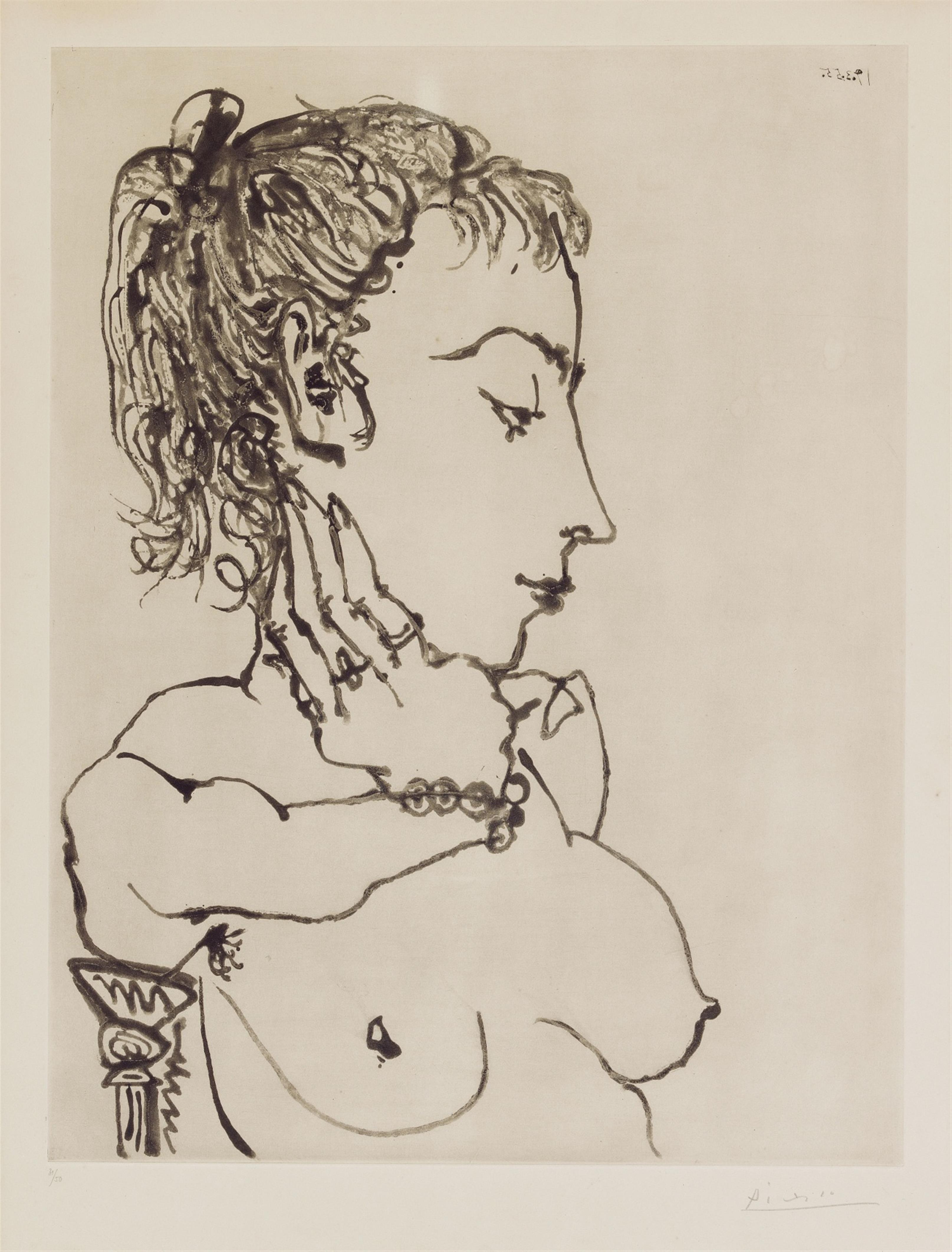 Pablo Picasso - Buste de Femme à la queue de cheval: Jacqueline - image-1