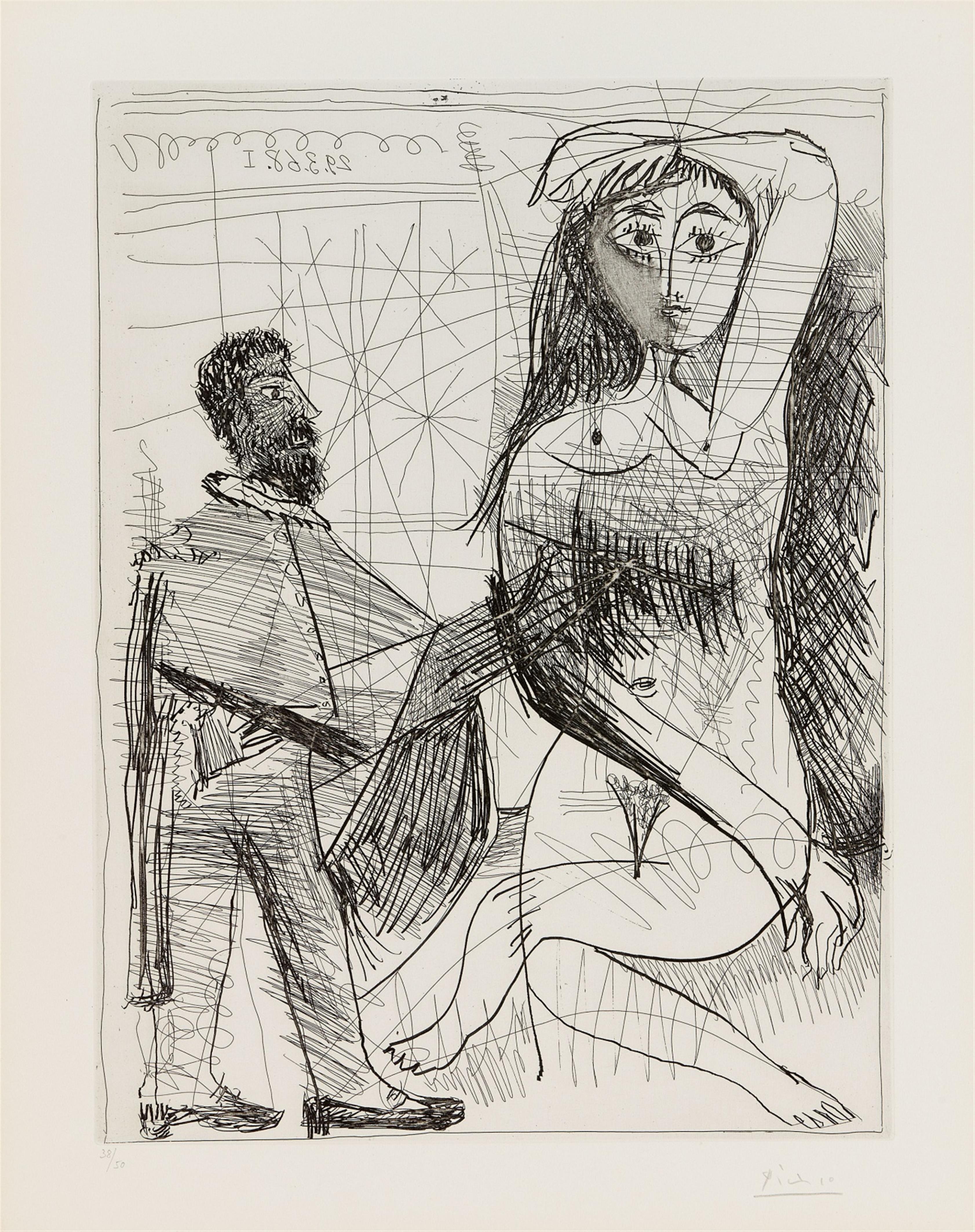 Pablo Picasso - Peintre en costume Espagnol peignant sur son modèle - image-1
