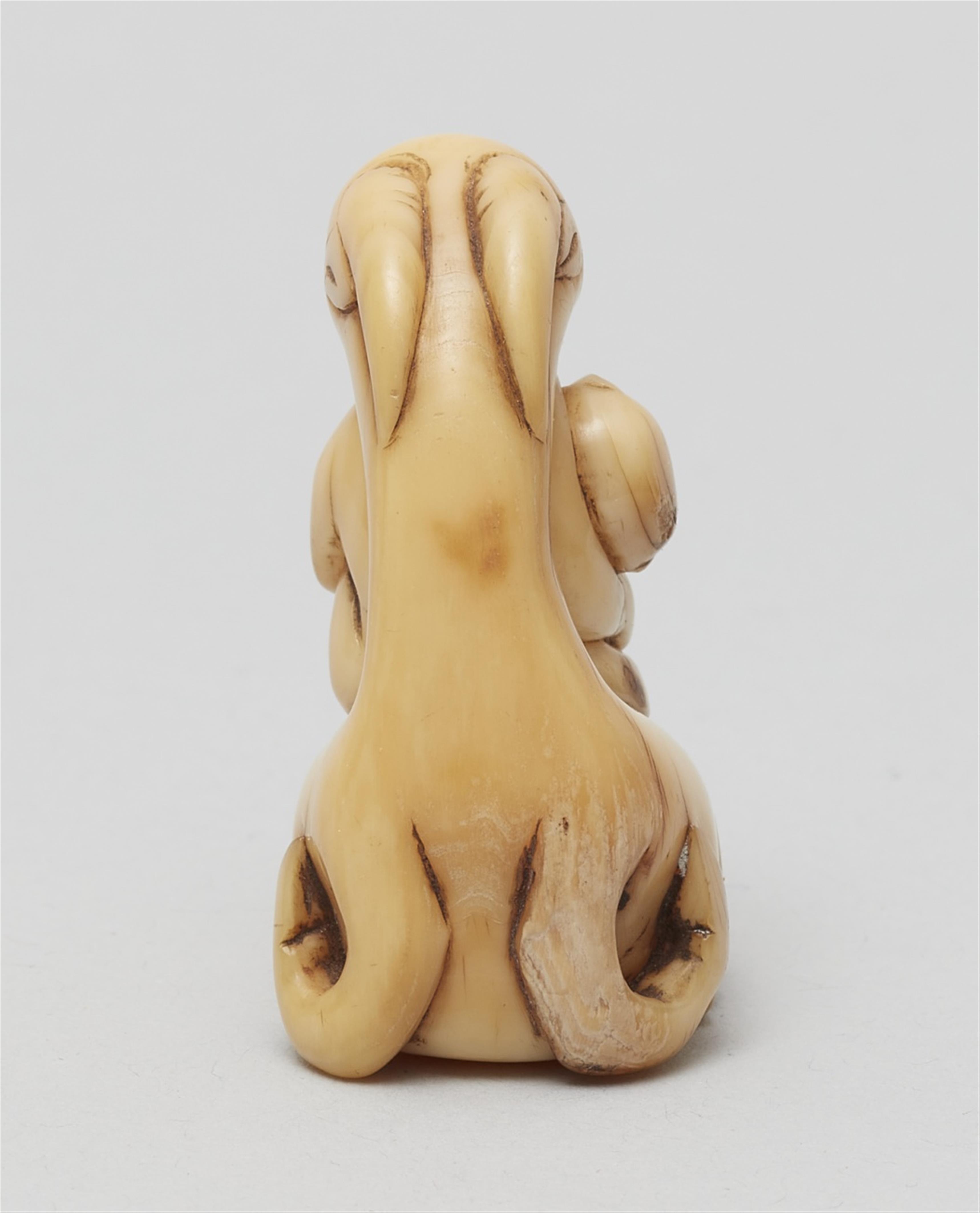 A narwhal tusk netsuke of a goat and a monkey. 18th century - image-4