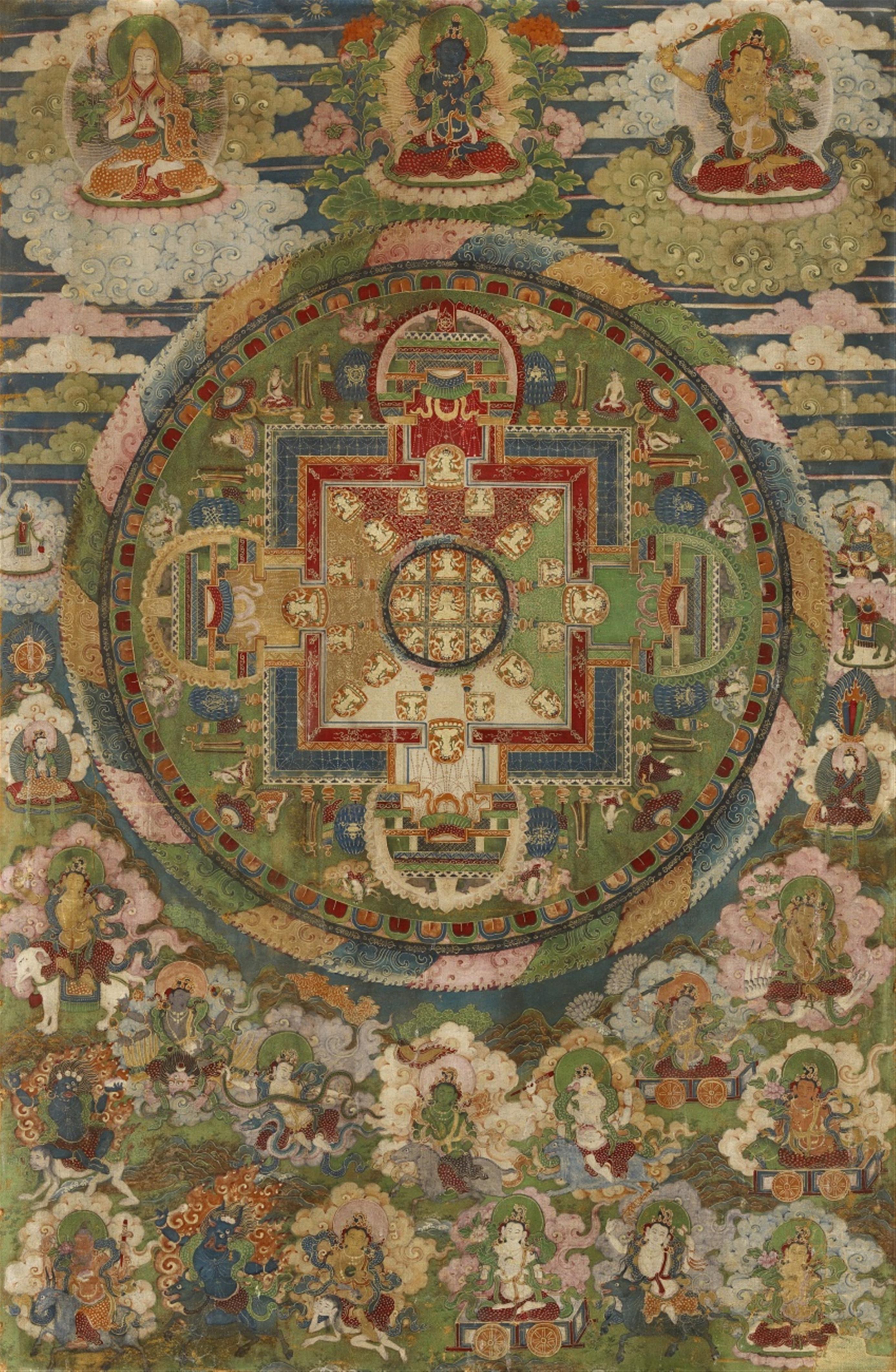 A Tibetan mandala of Guhyasamaja Akshobyavajra. 18th/19th century - image-1
