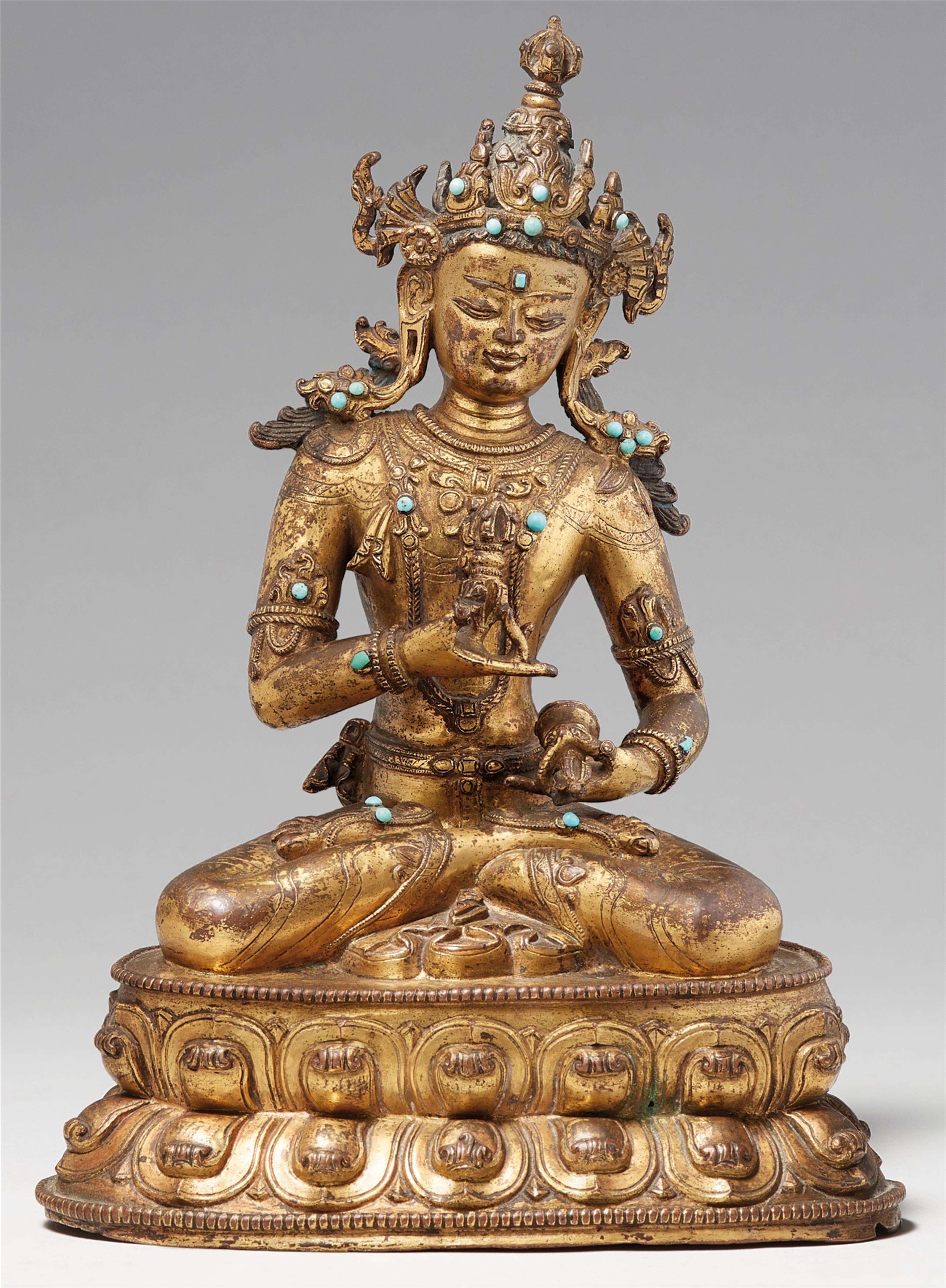 A magnificent Tibetan gilt bronze figure of Vajrasattva. 17th century - image-1