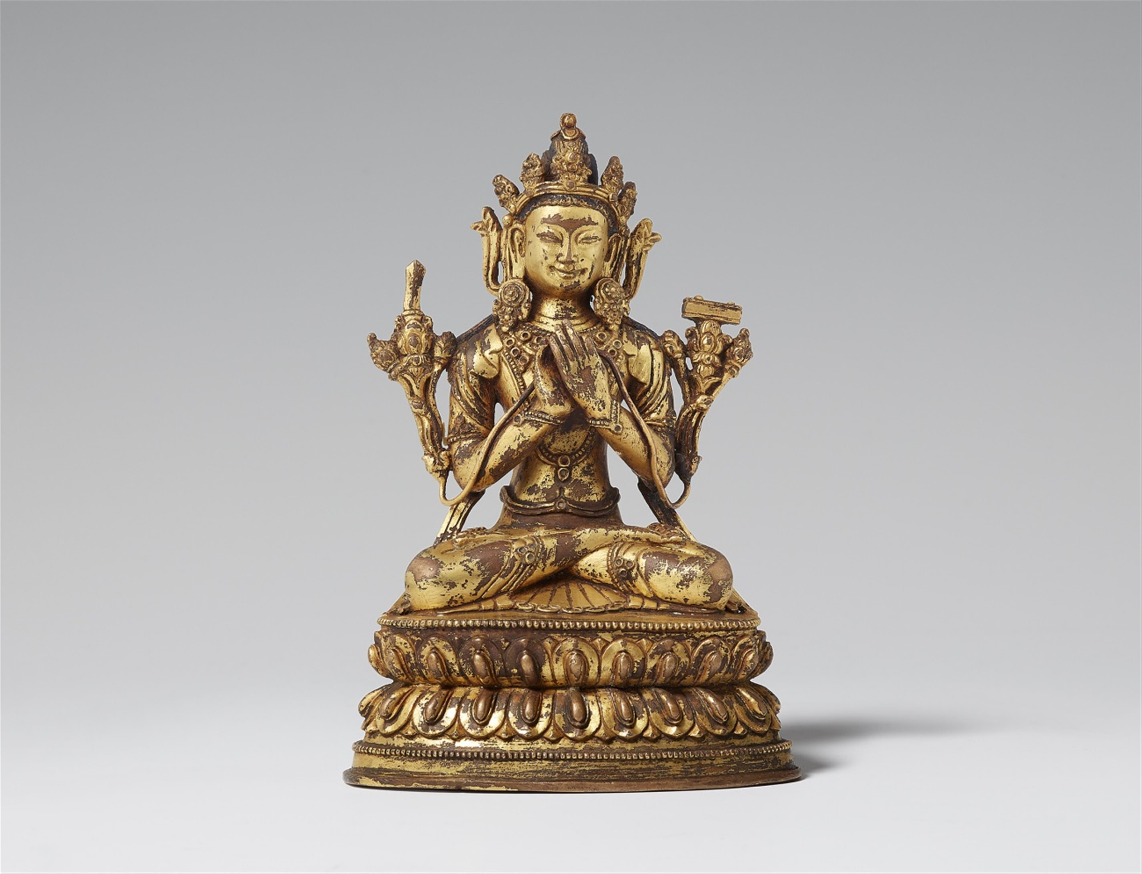 Manjushri. Feuervergoldete Bronze. Tibet. 17./18. Jh. - image-1