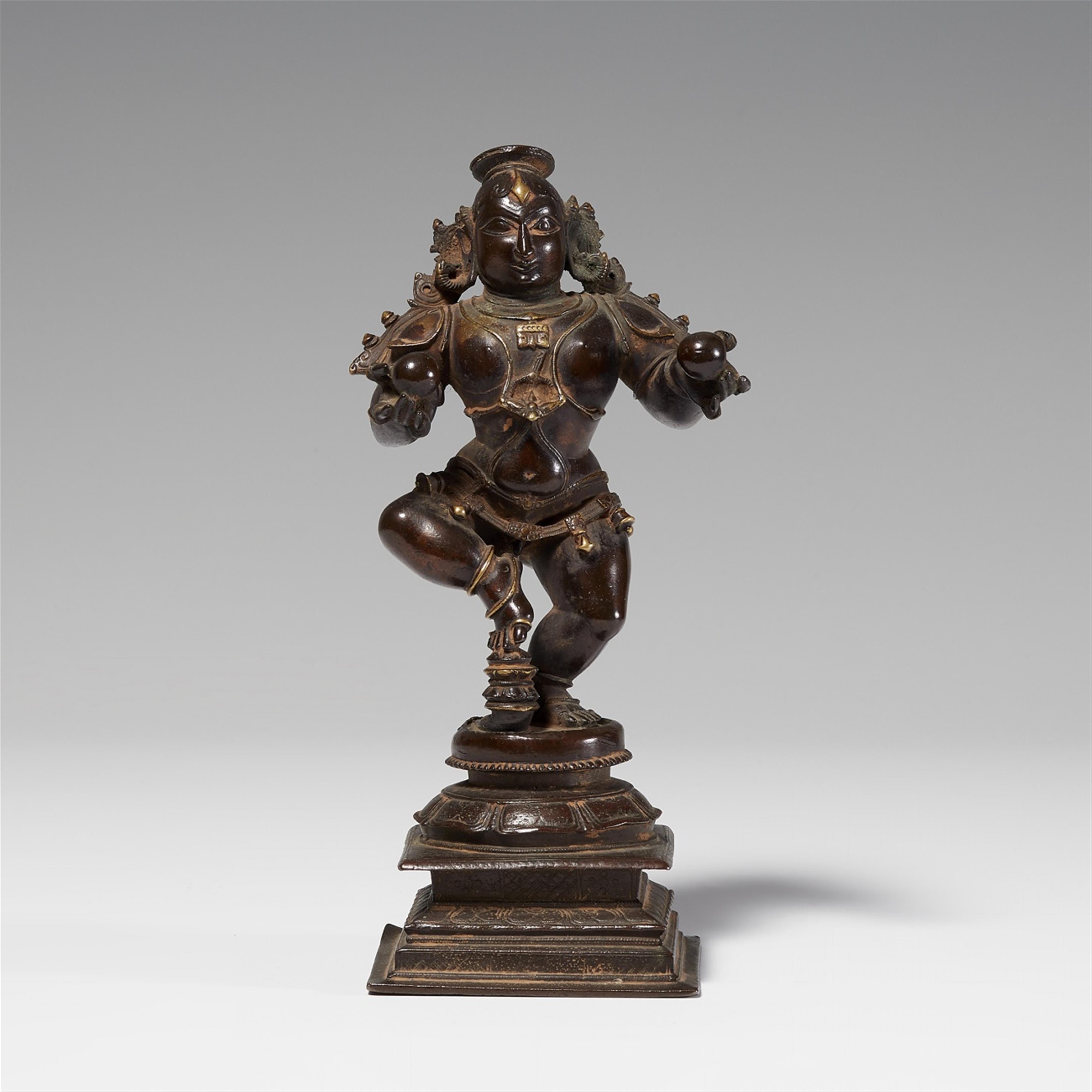 A South Indian copper alloy figure of a dancing Krishna. 19th century - image-1