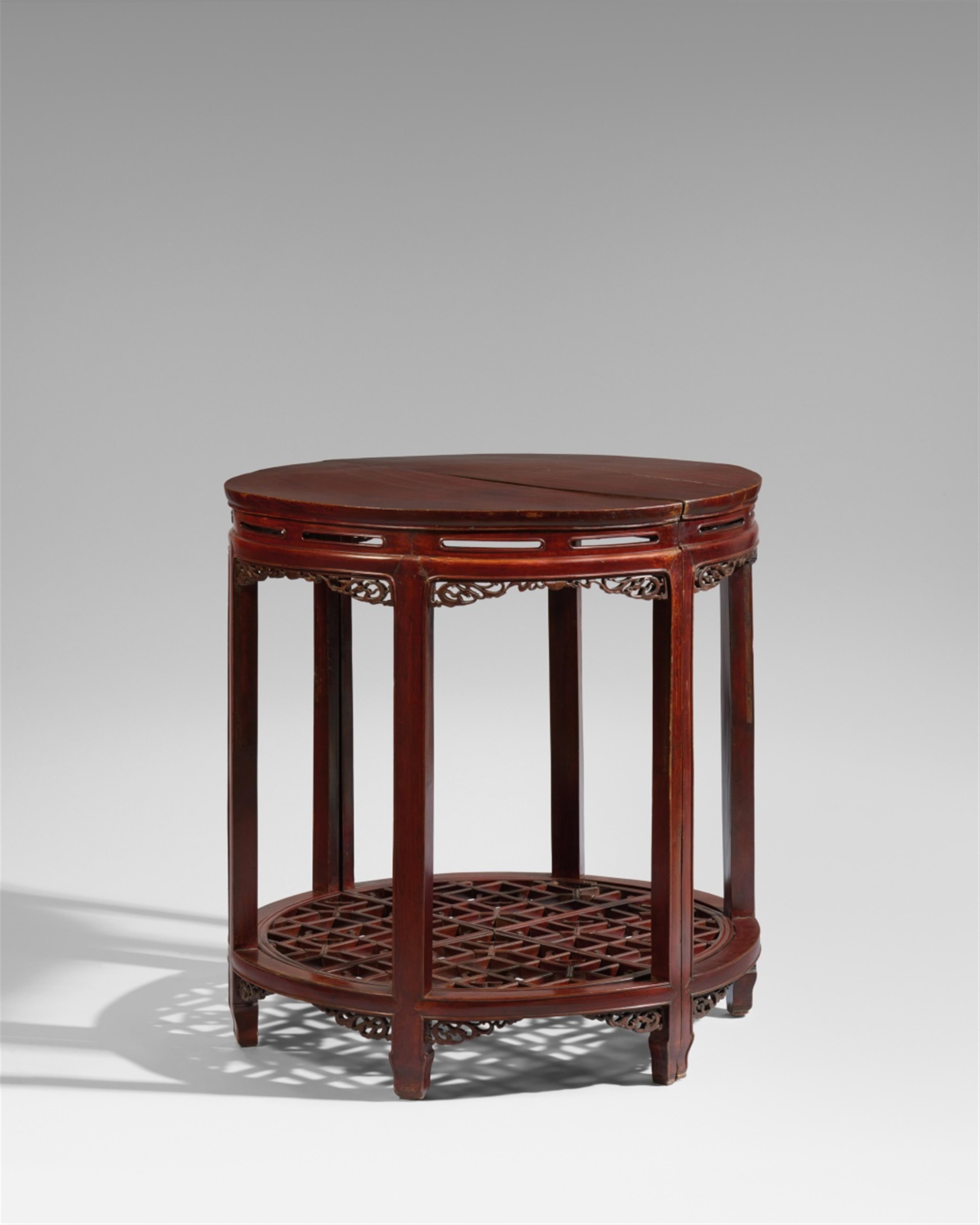 A pair of hardwood semi-circular console tables. 19th/20th century - image-2