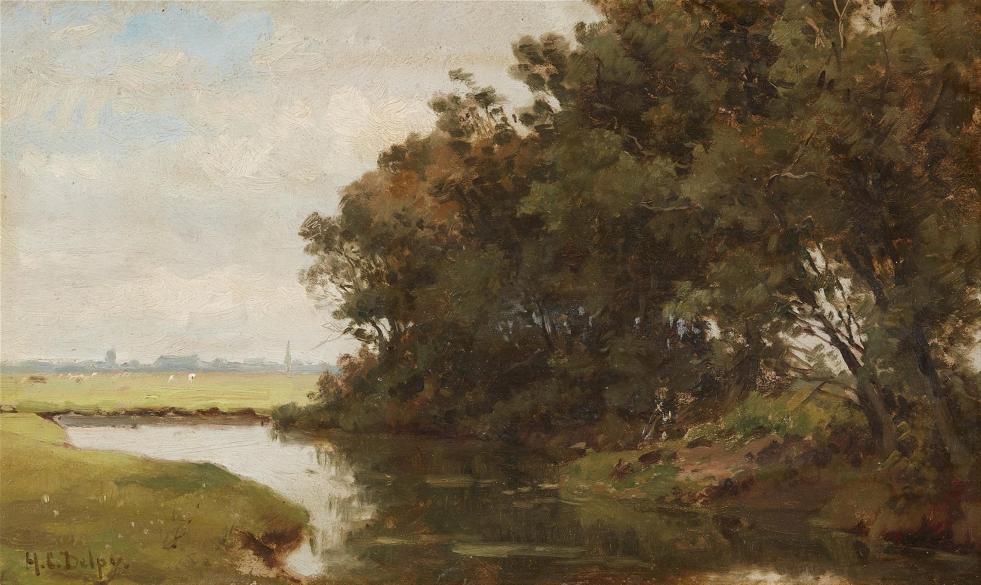Hippolyte Camille Delpy - River Landscape with a City - image-1