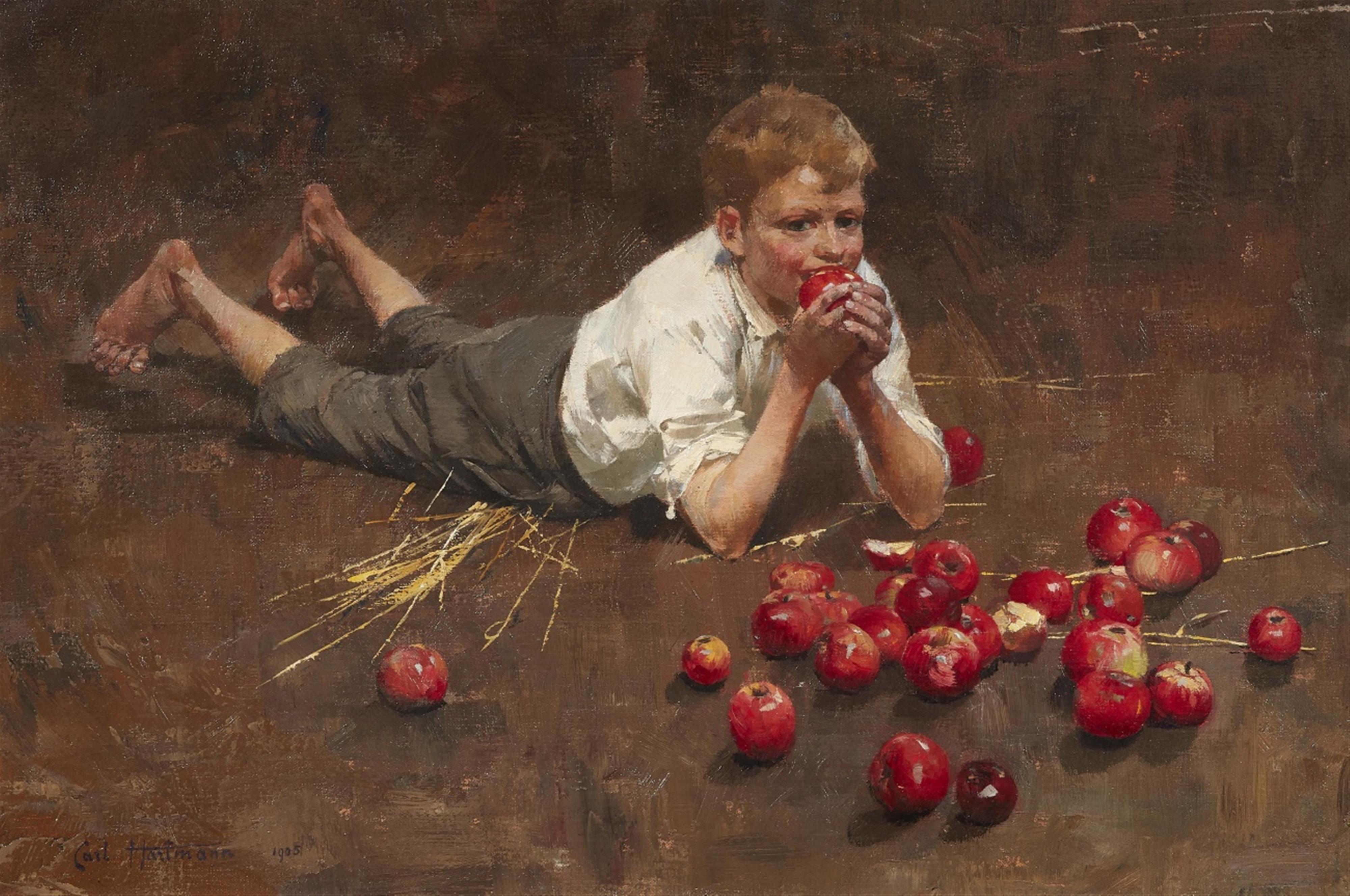 Karl (Carl) Hartmann - Boy Eating Apples - image-1