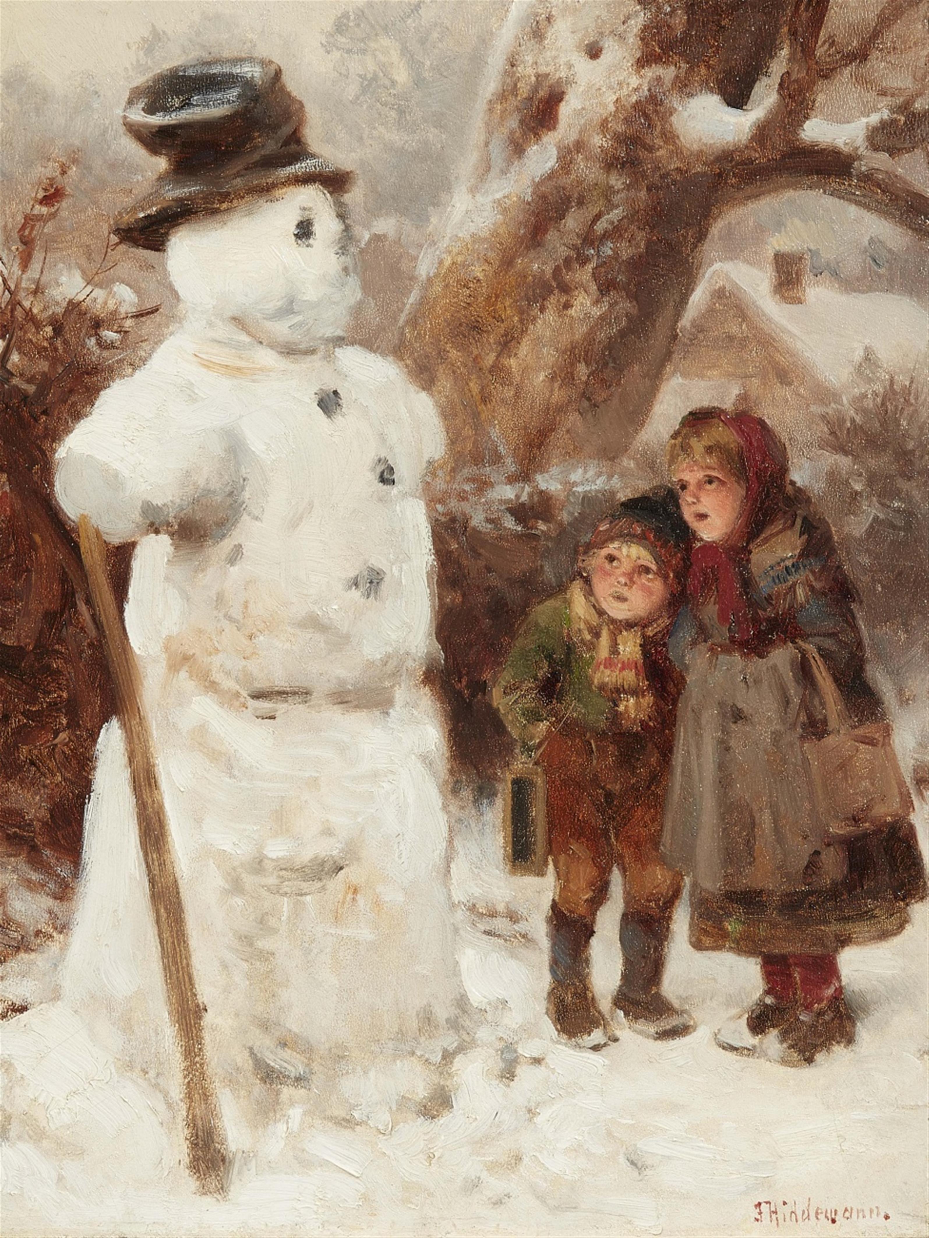 Friedrich Hiddemann - Kinder bestaunen einen Schneemann - image-1