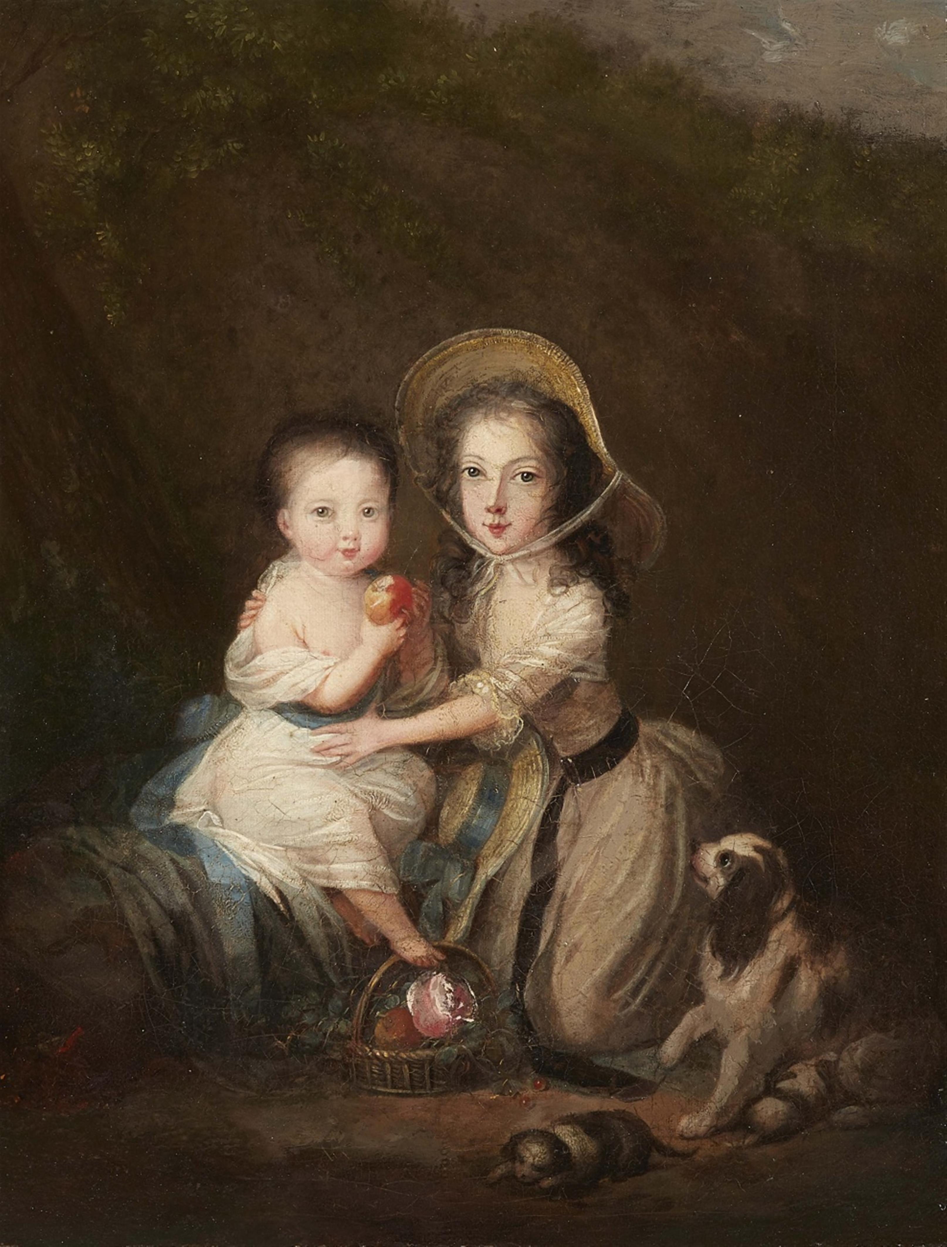 Englischer Meister des 18. Jahrhunderts - Zwei Kinder mit einem Hund - image-1