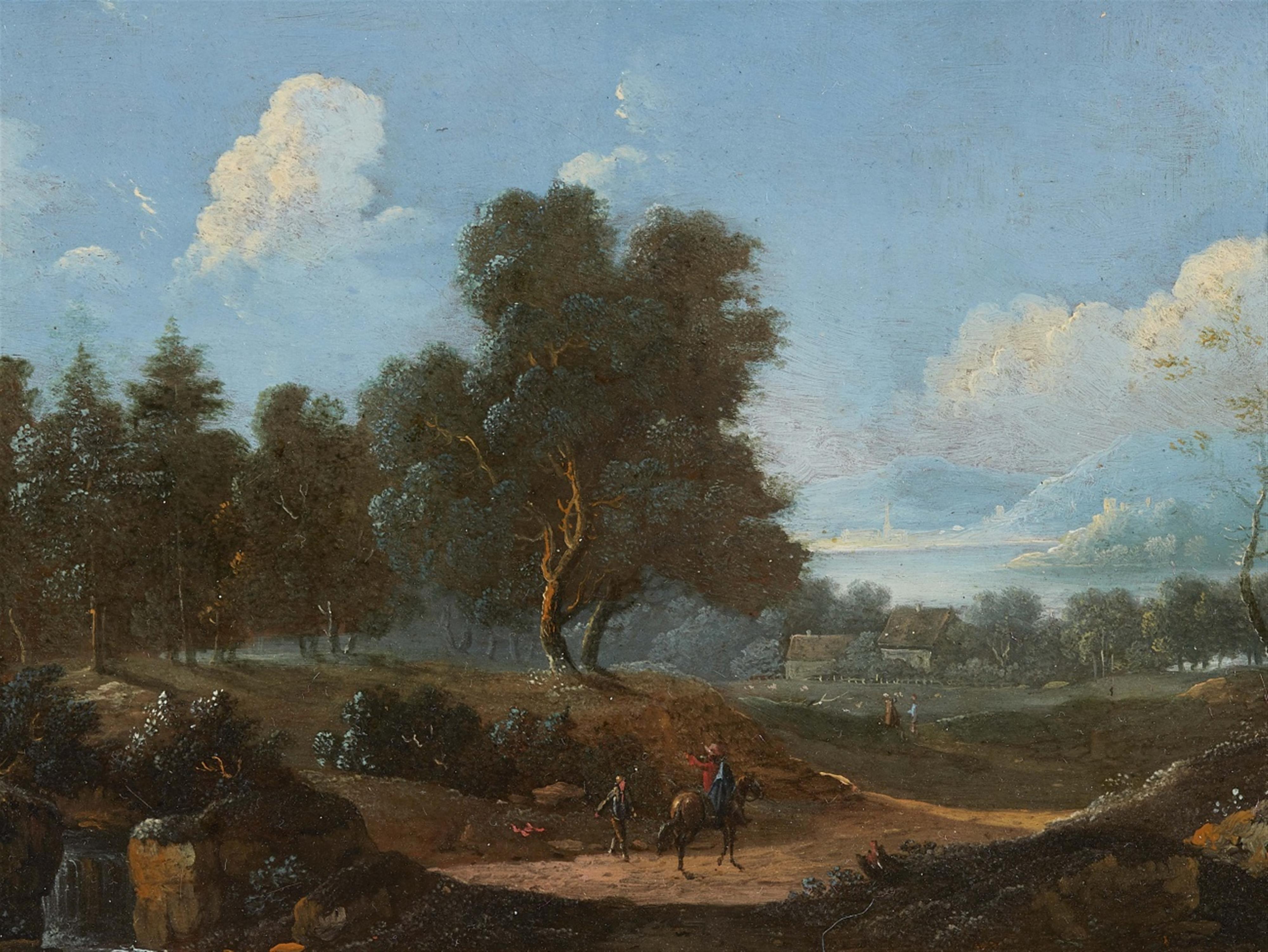 Jacques D' Arthois, circle of - Figures in a Flemish Landscape - image-1