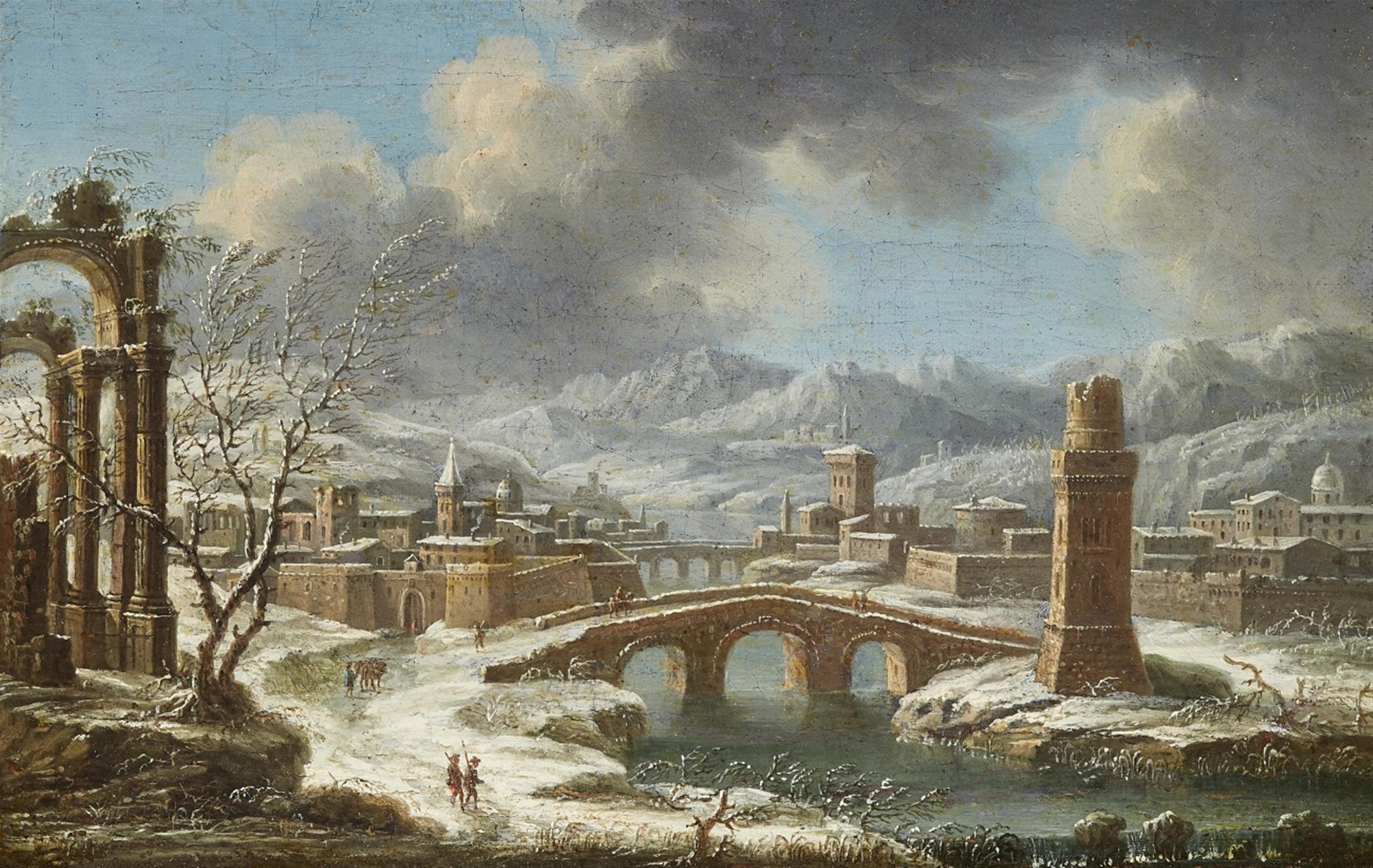 Netherlandish School 17th century - A City in the Snow - image-1