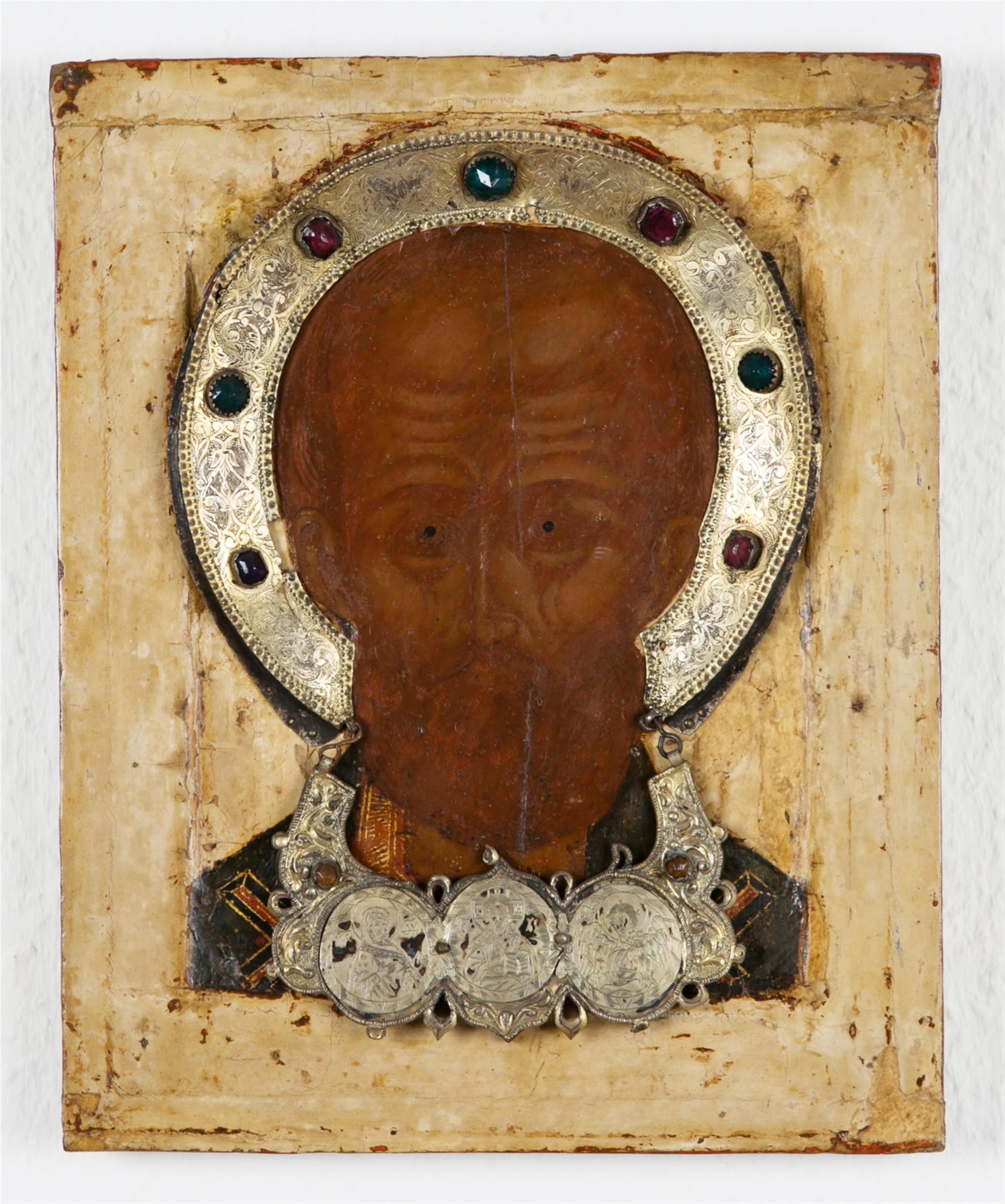 Russischer Meister wohl 17. Jahrhundert - Ikone mit der Darstellung des hl. Nikolaus - image-1