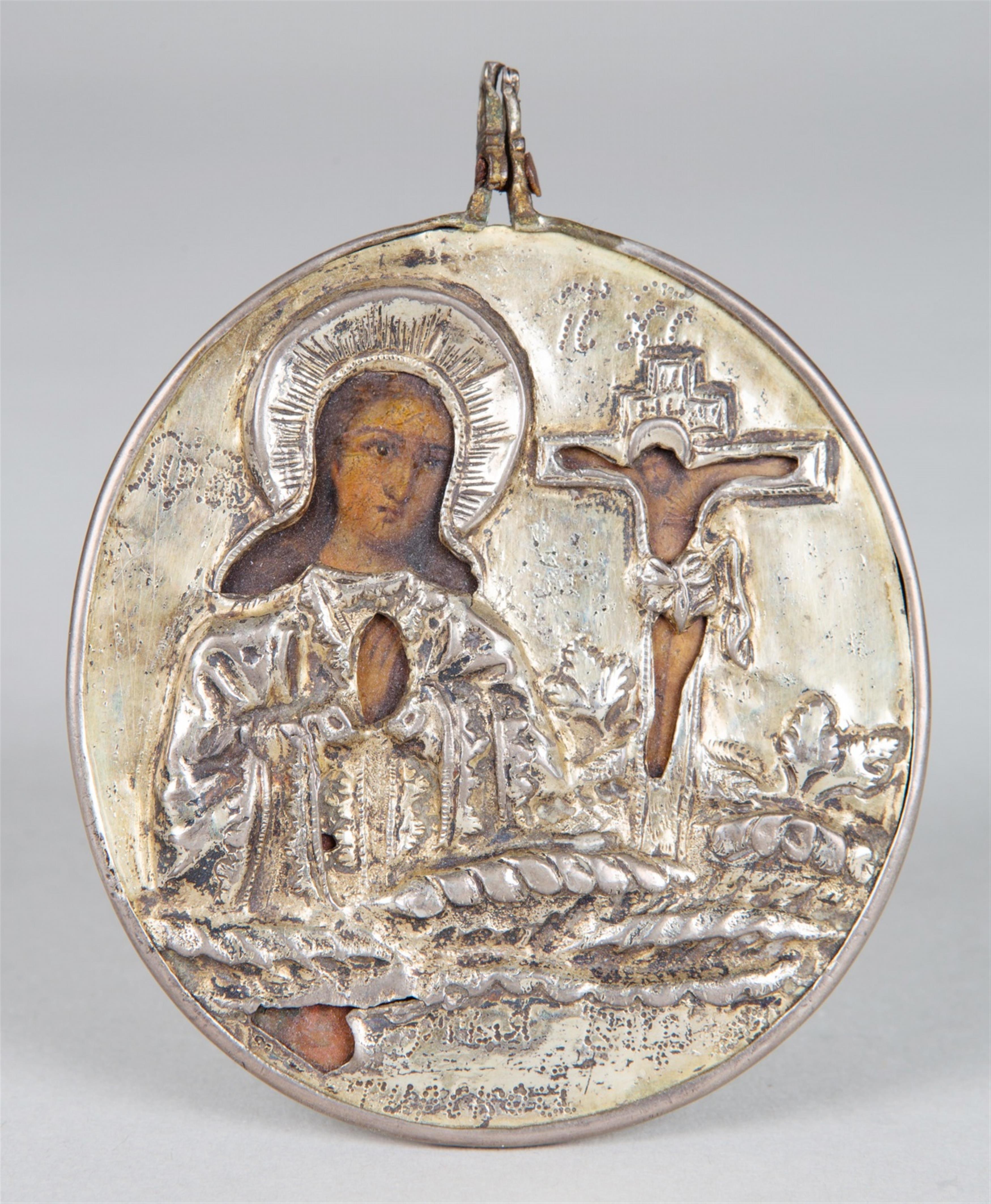 Doppelseitige Miniaturikone mit der Gottesmutter mit Kind und der Gottesmutter von Achtyrka - image-2