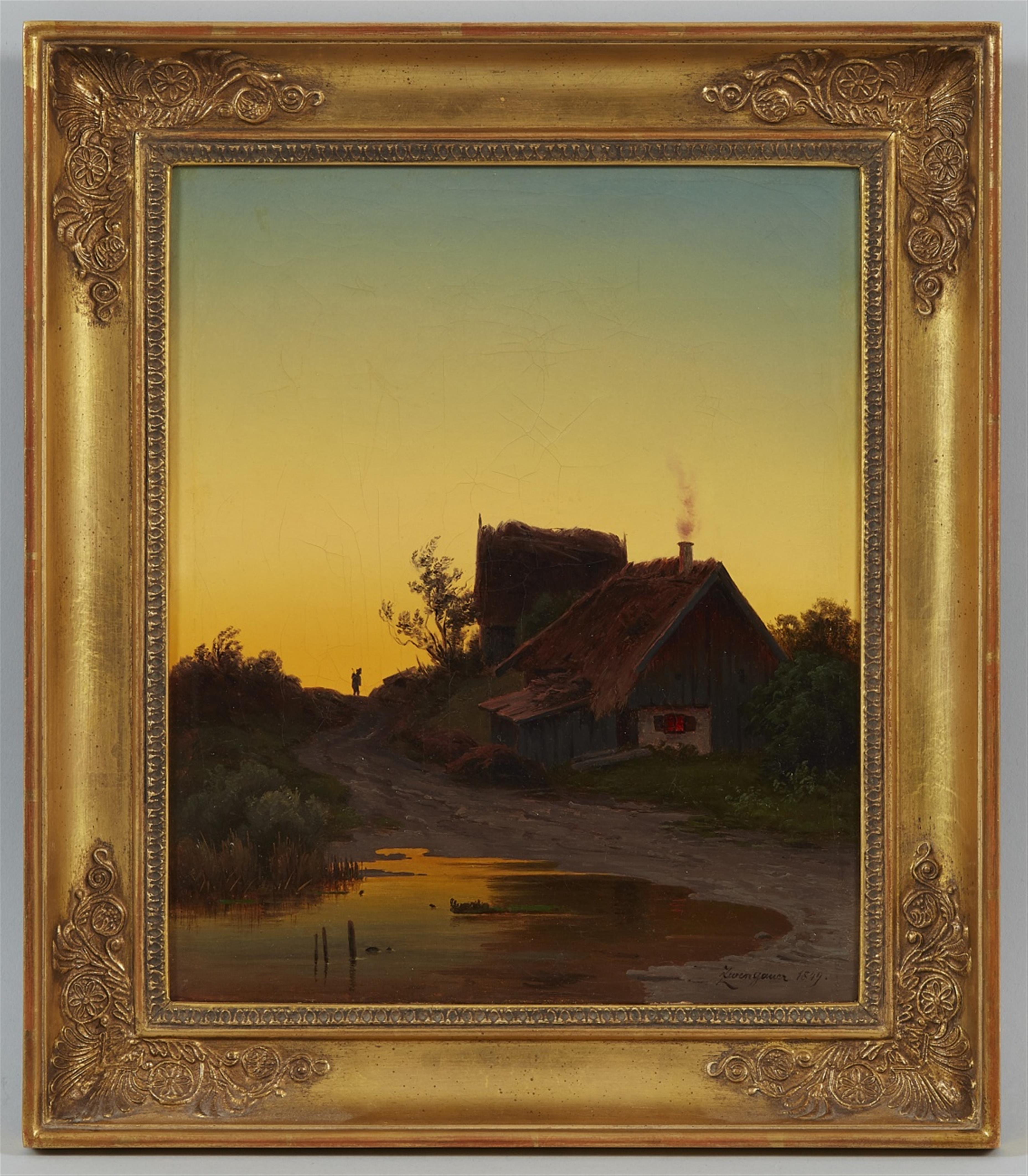 Anton Zwengauer - Landschaft mit Hütte im Sonnenuntergang - image-1