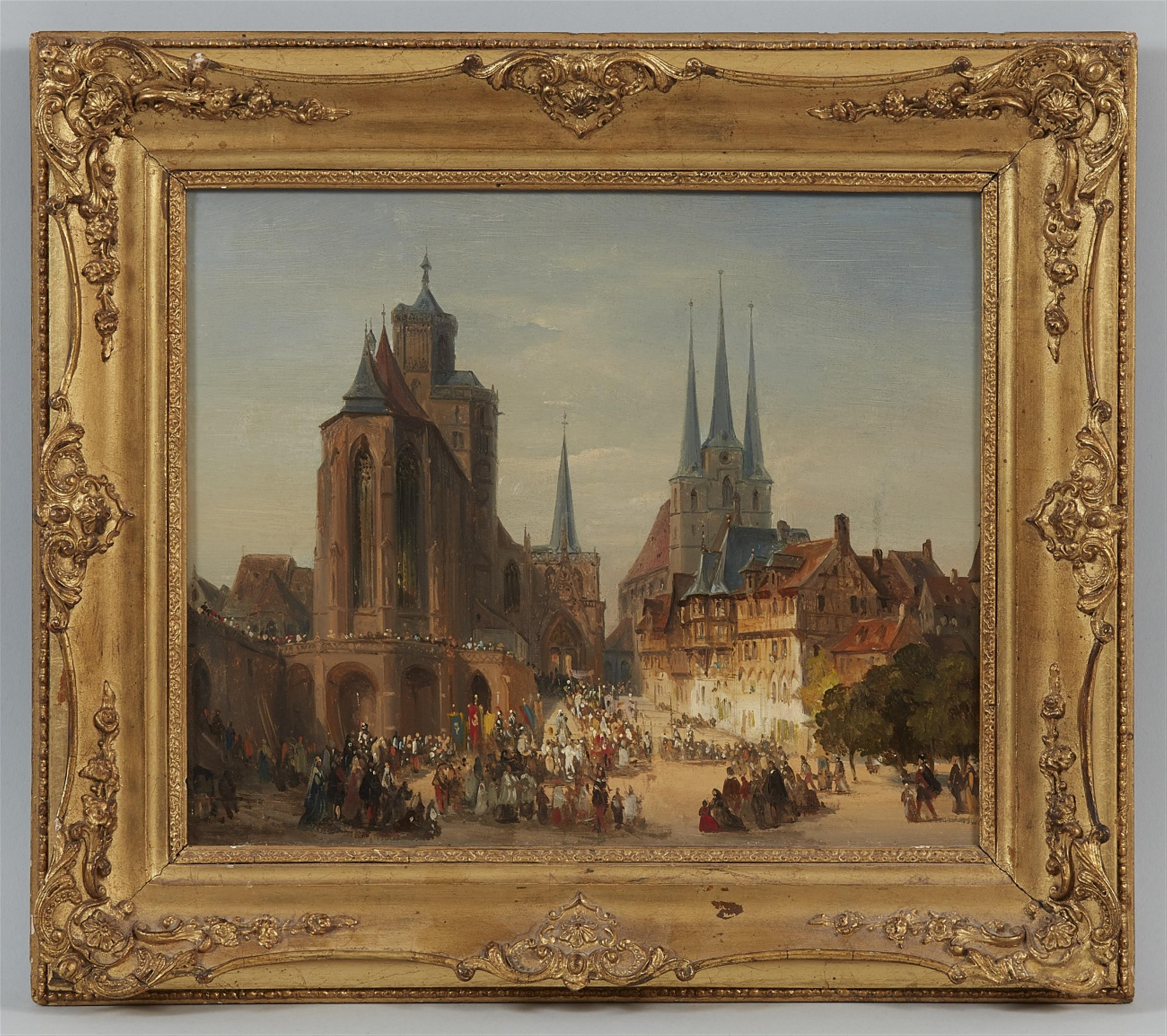 Deutscher Künstler des 19. Jahrhunderts - Prozession vor dem Erfurter Dom mit Blick auf St. Severin - image-1