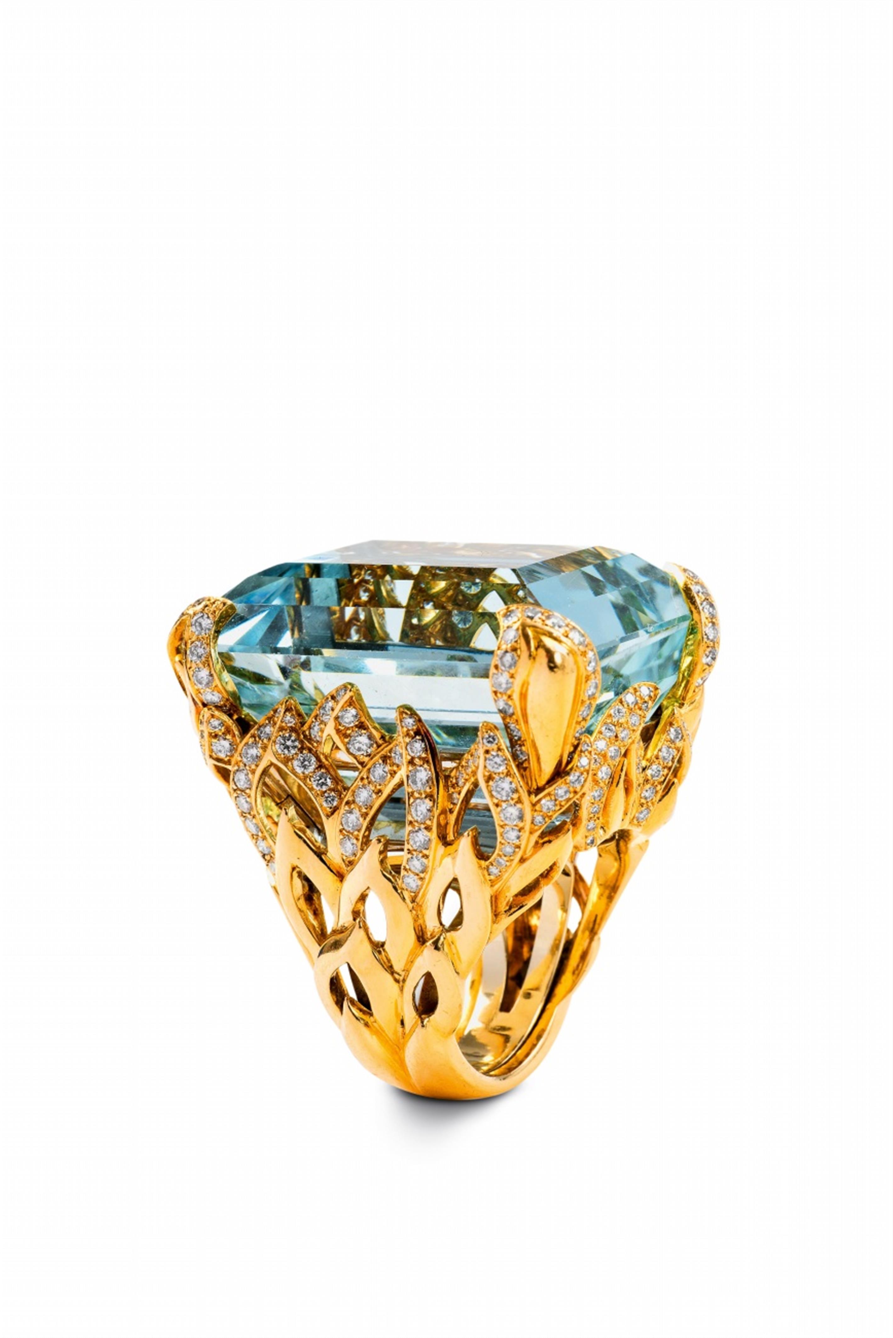 A Dior cocktail ring with a large aquamarine - image-1
