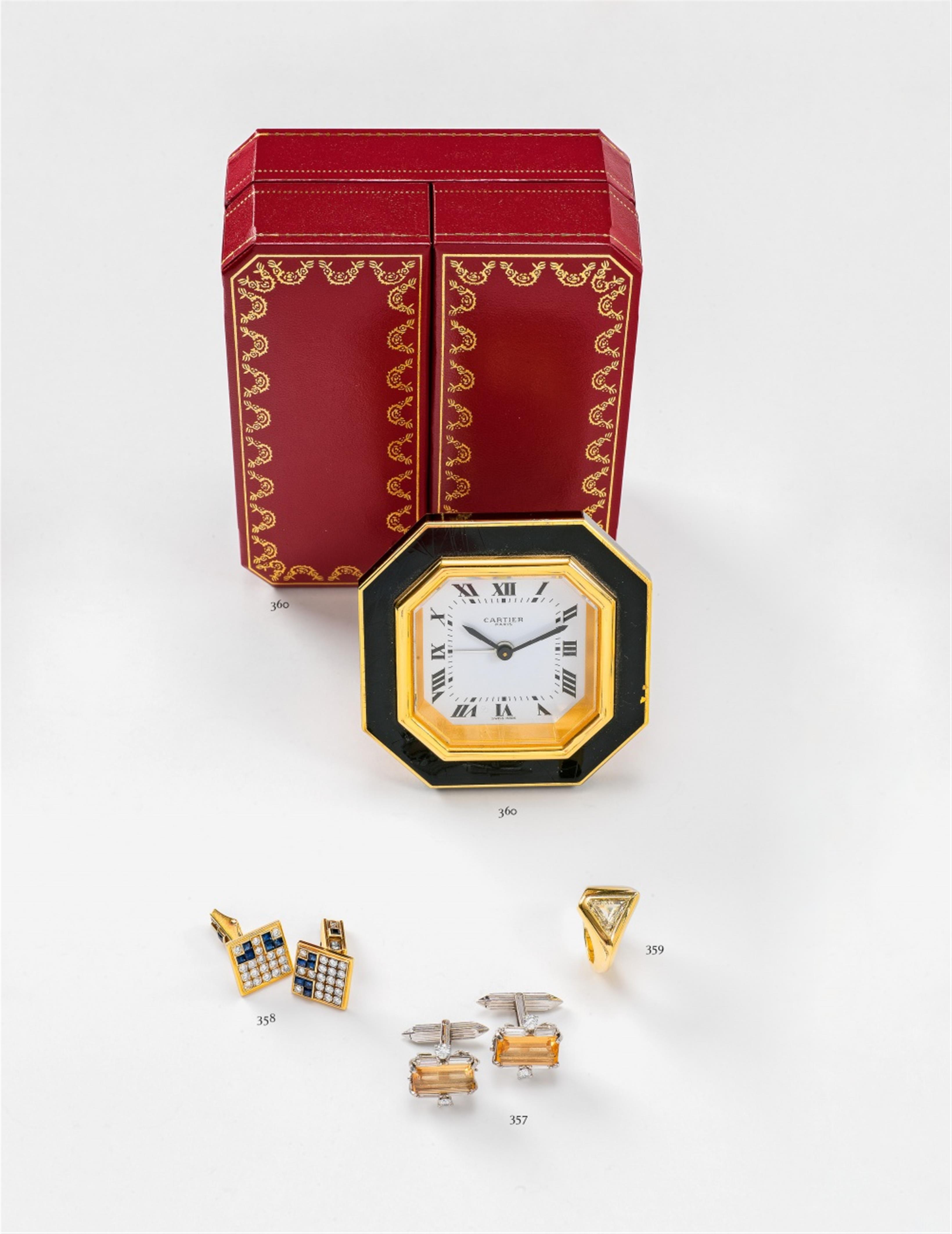 A Cartier gilt metal table clock - image-1