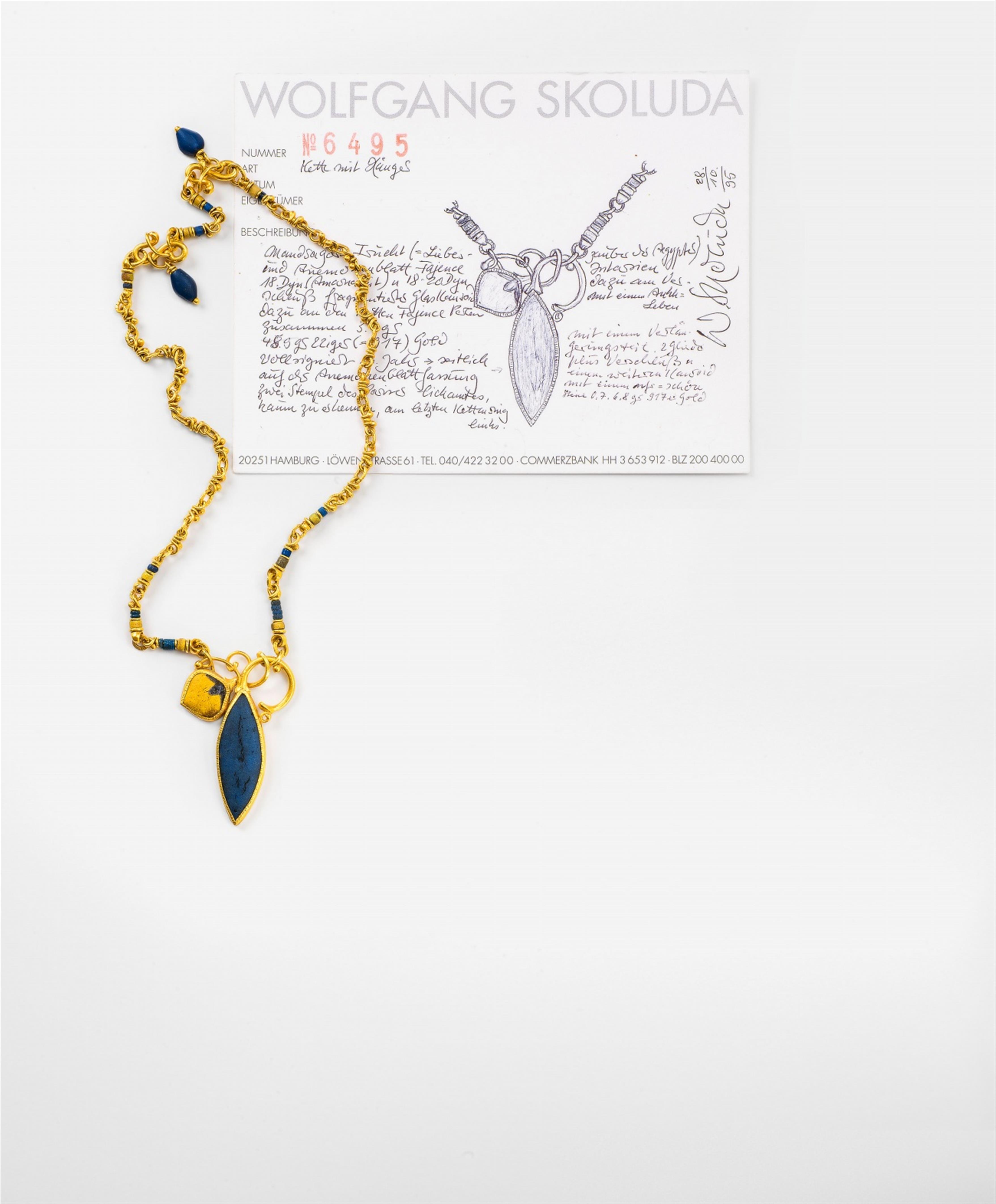 A 22k gold collier with an ancient Egyptian amulet - image-1
