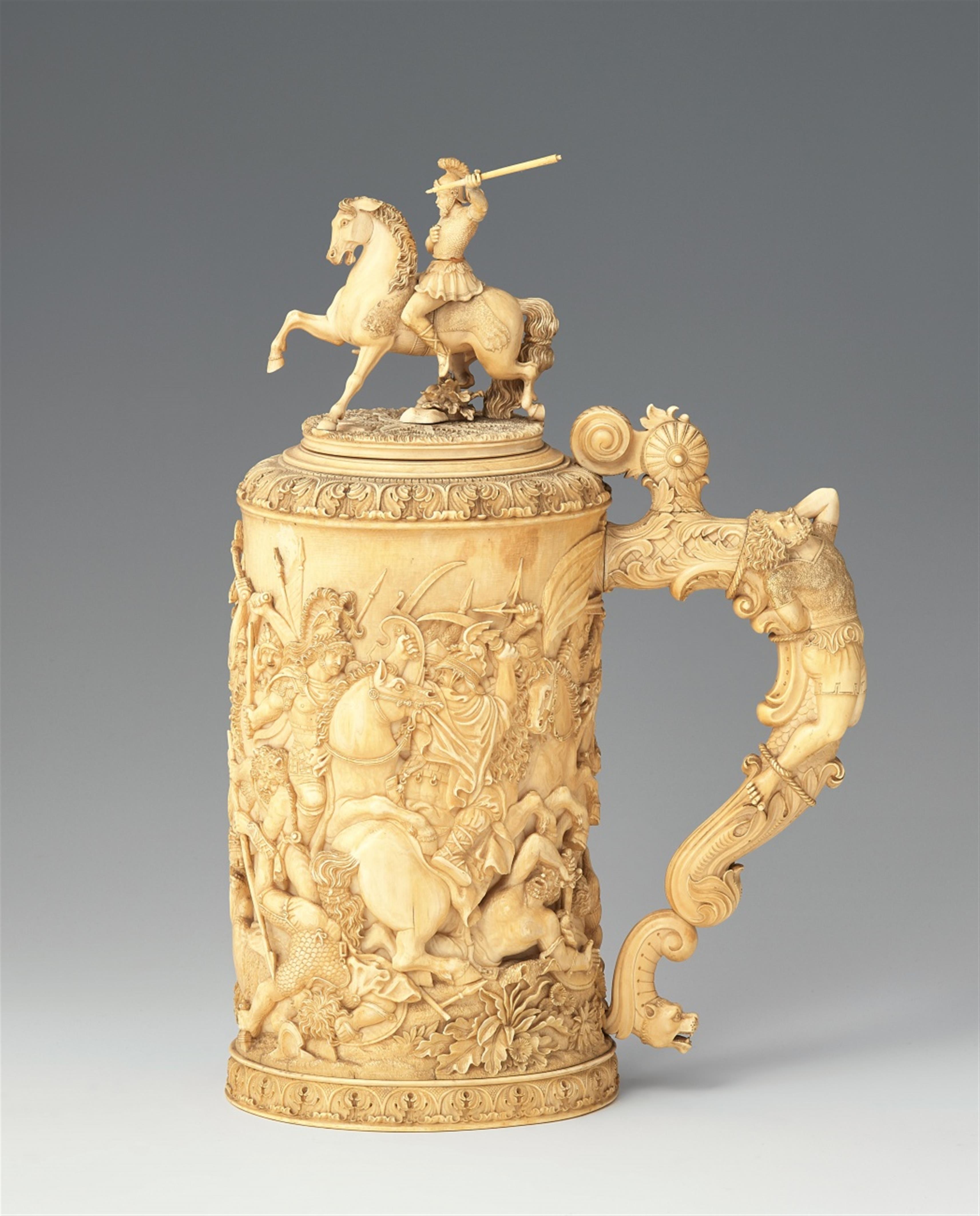 A German ivory tankard with a battle scene - image-1
