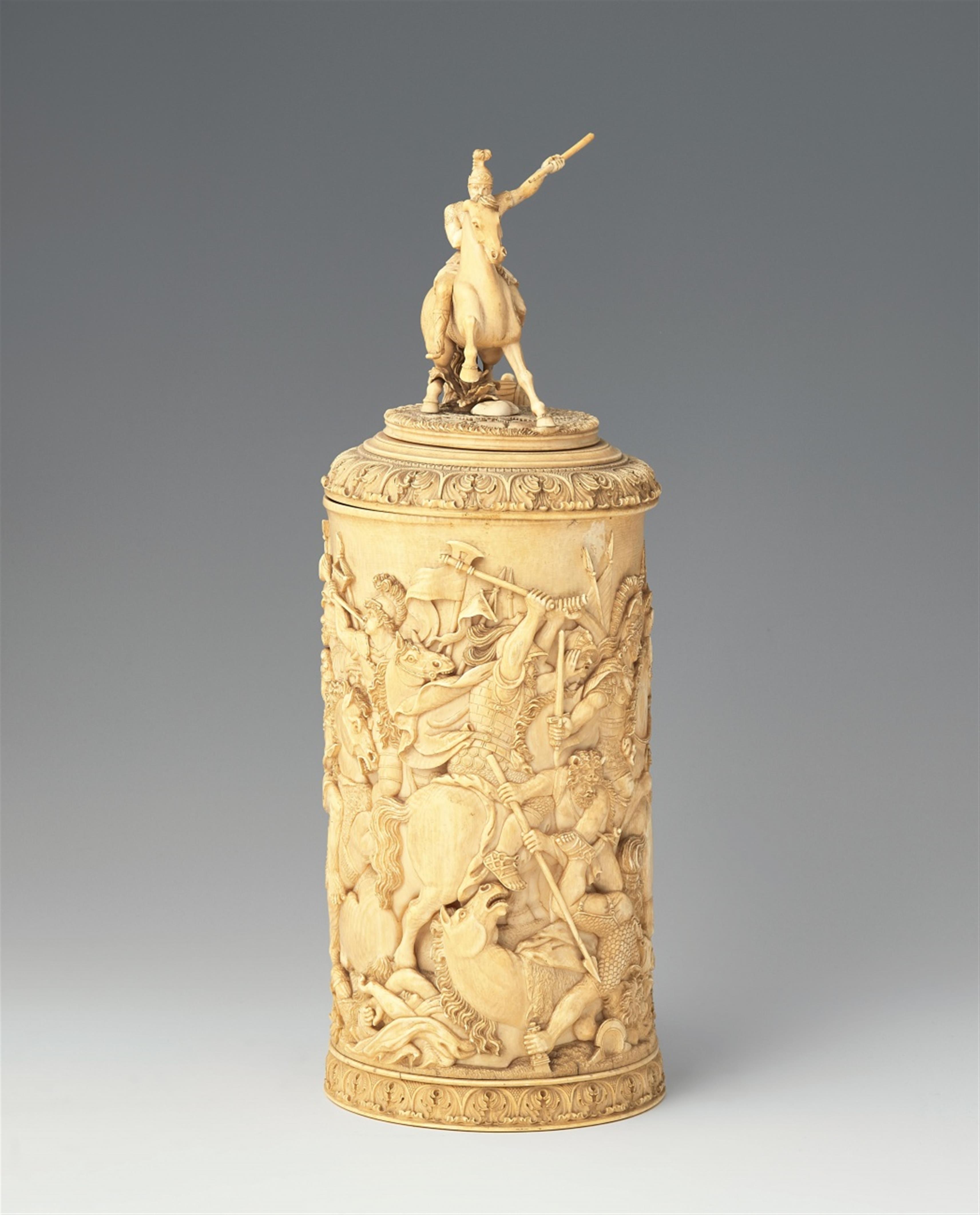 A German ivory tankard with a battle scene - image-3
