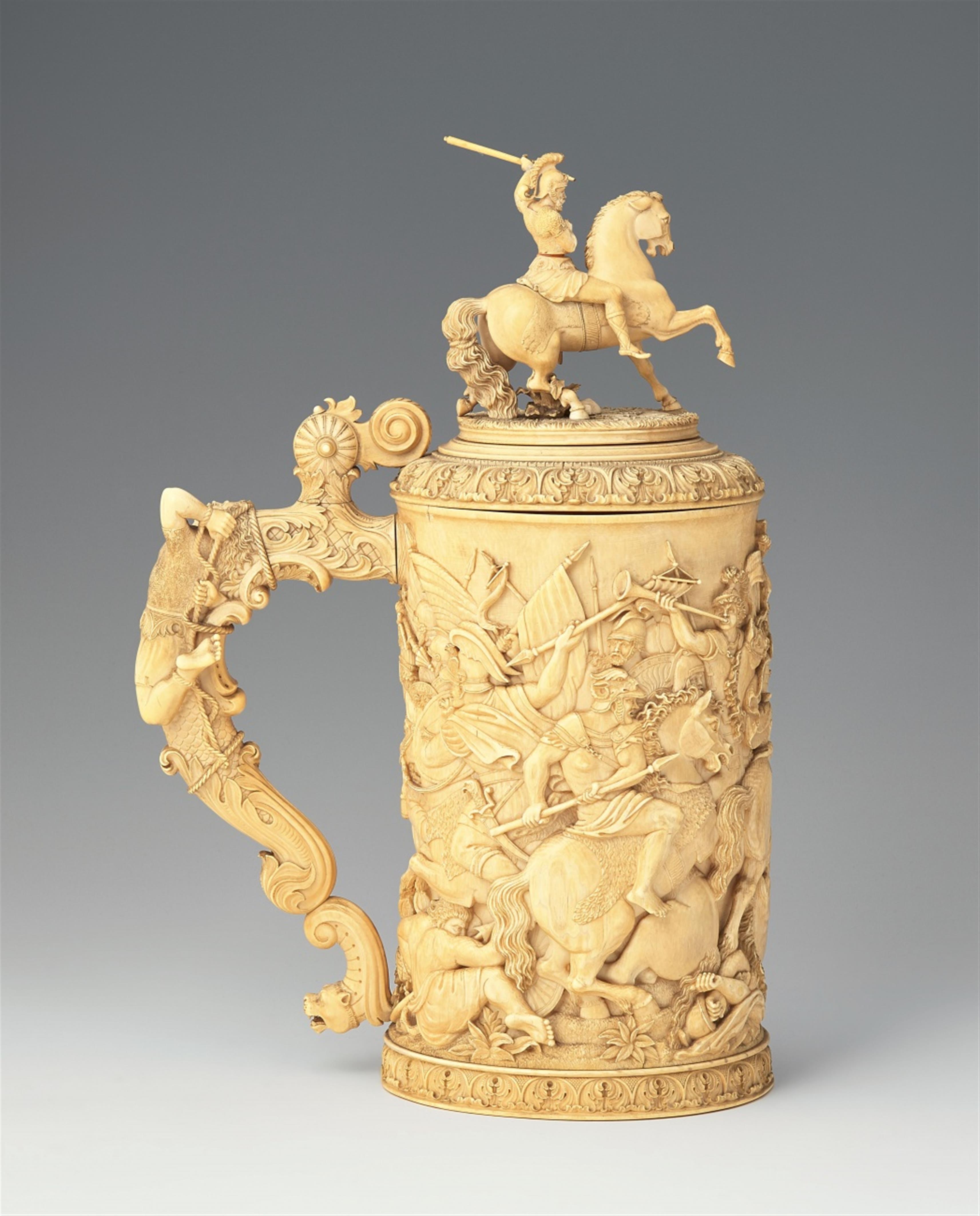 A German ivory tankard with a battle scene - image-4