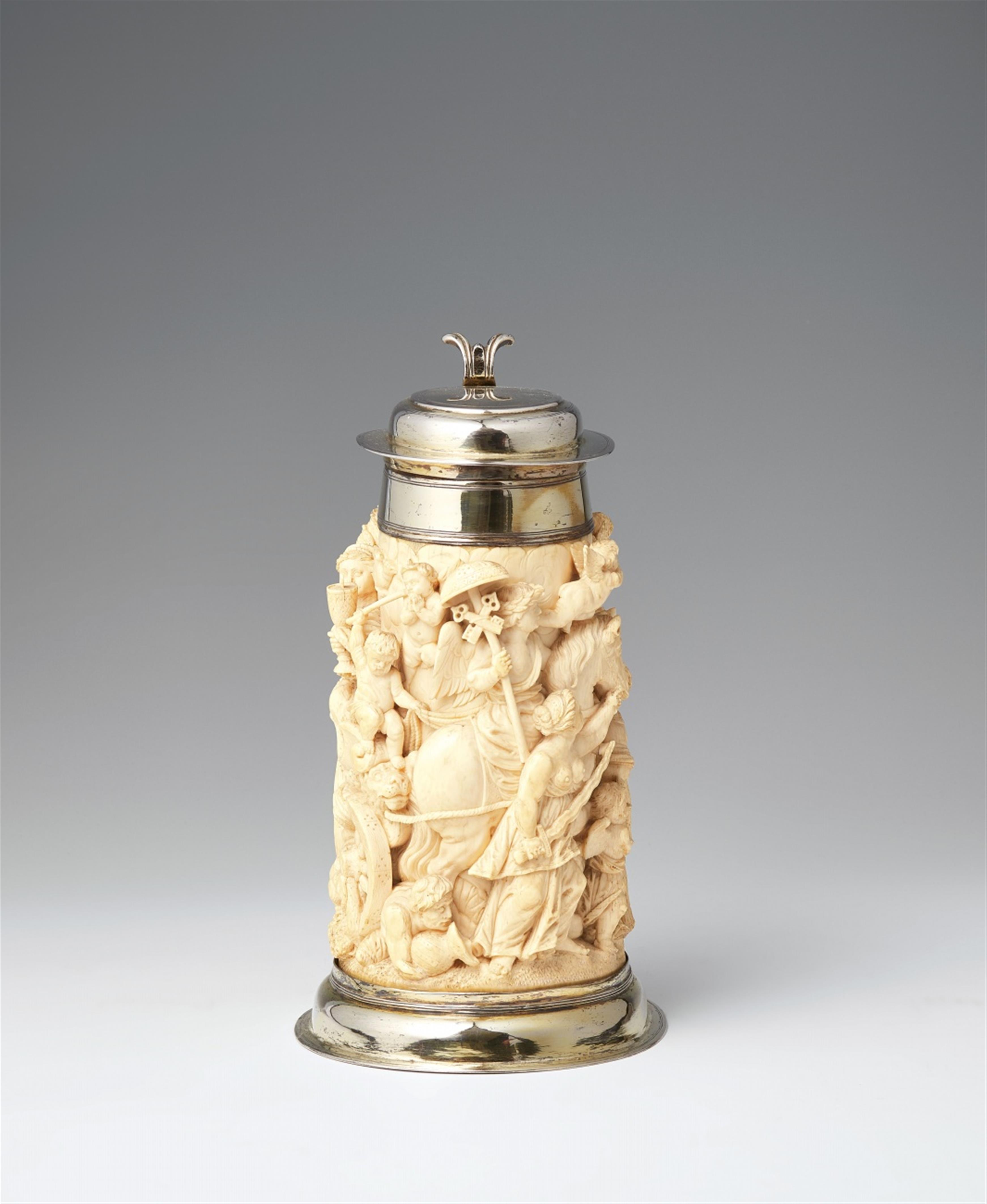 A German silver-mounted ivory tankard with the Triumph of Eucharist - image-2