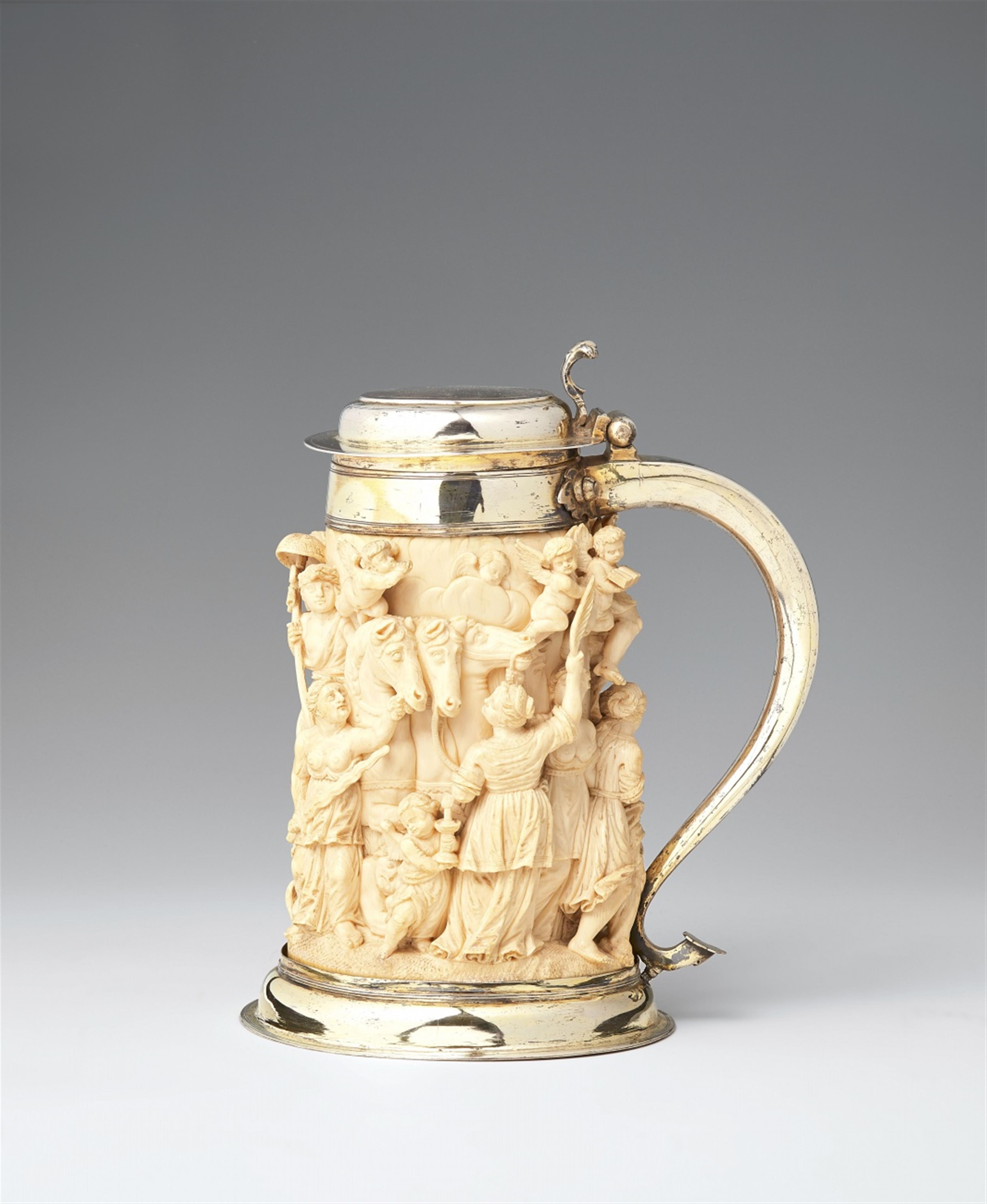 A German silver-mounted ivory tankard with the Triumph of Eucharist - image-3
