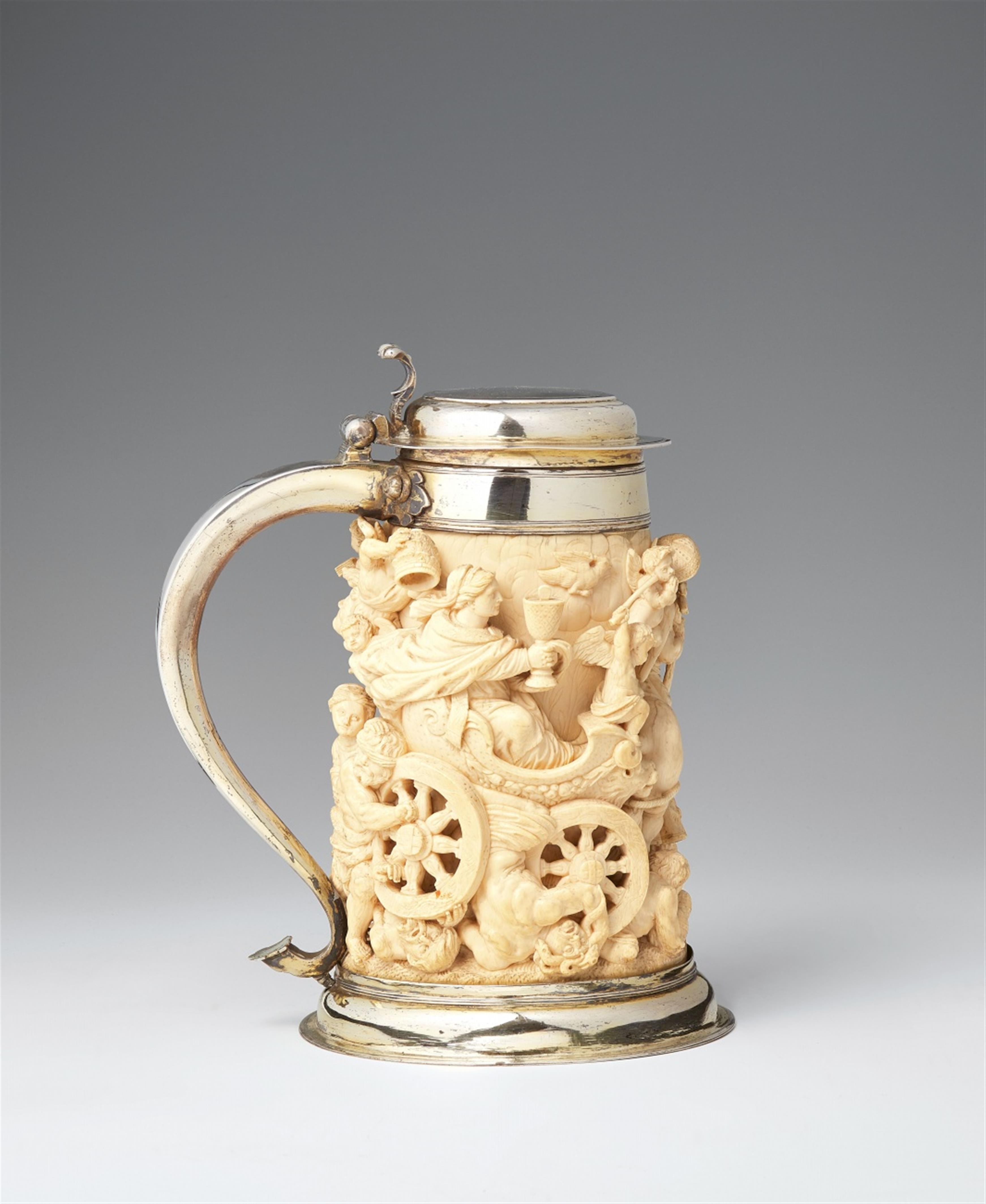 A German silver-mounted ivory tankard with the Triumph of Eucharist - image-1