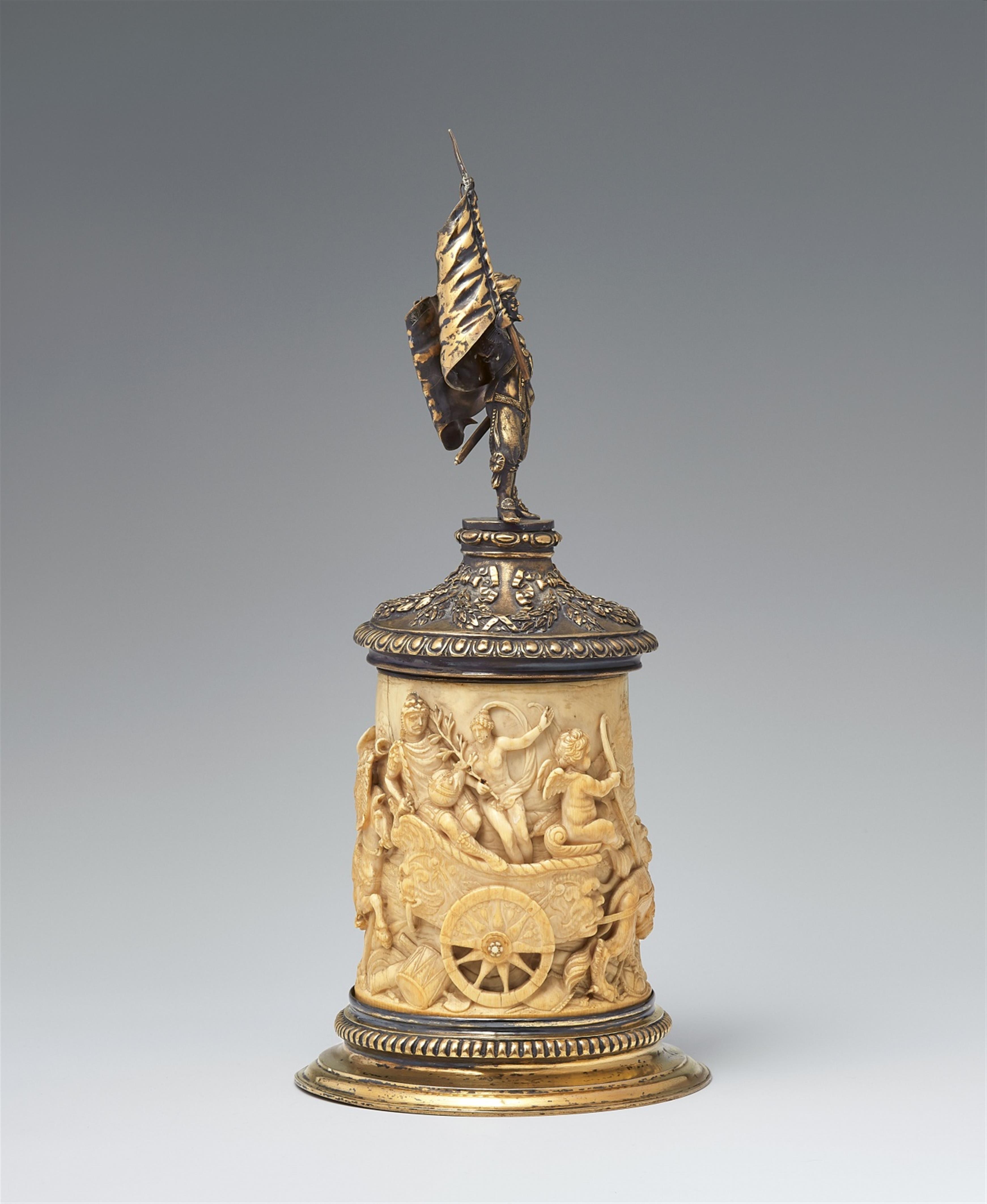 A gilt silver-mounted ivory tankard with the triumph of Emperor Leopold I - image-2