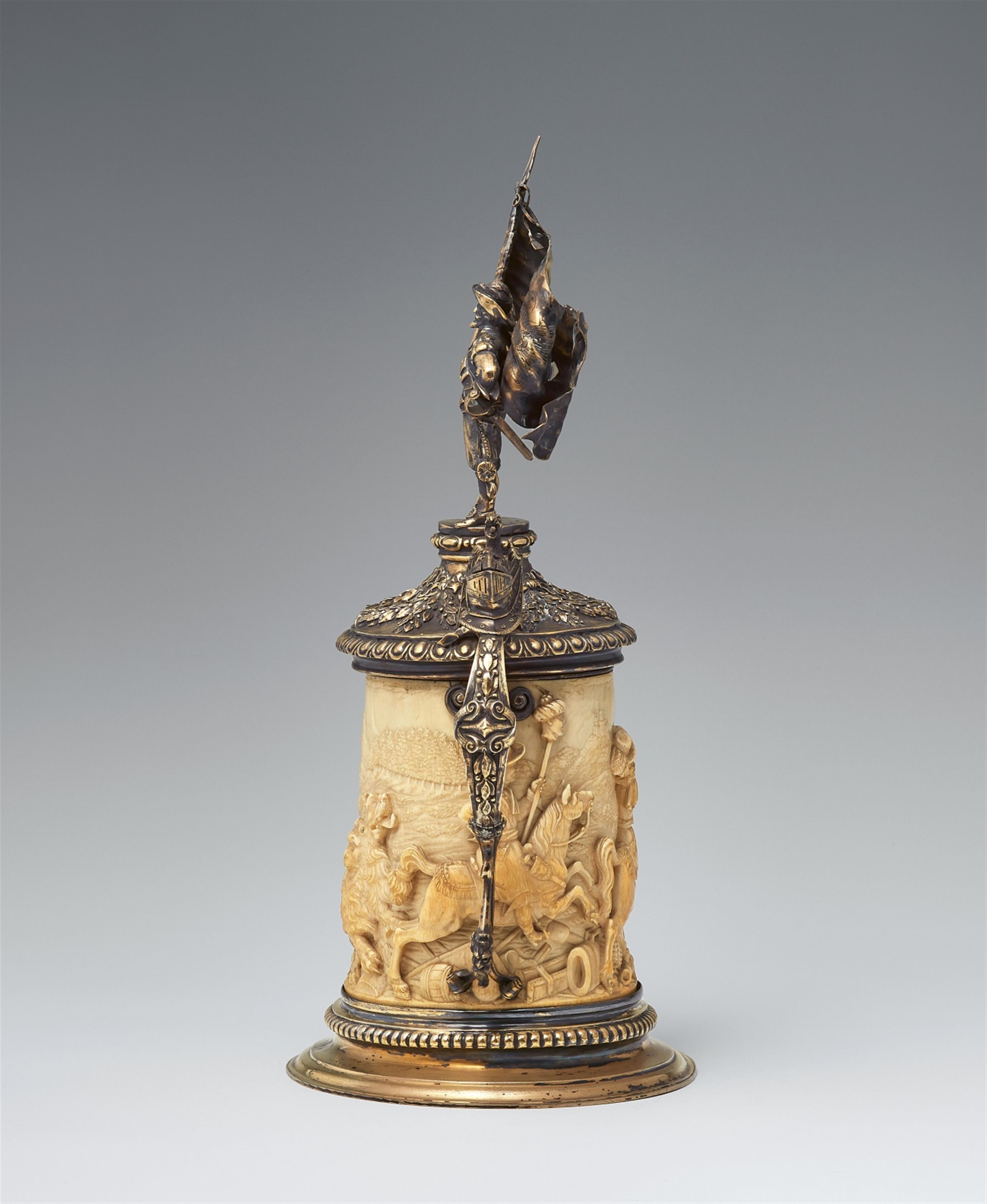 A gilt silver-mounted ivory tankard with the triumph of Emperor Leopold I - image-4