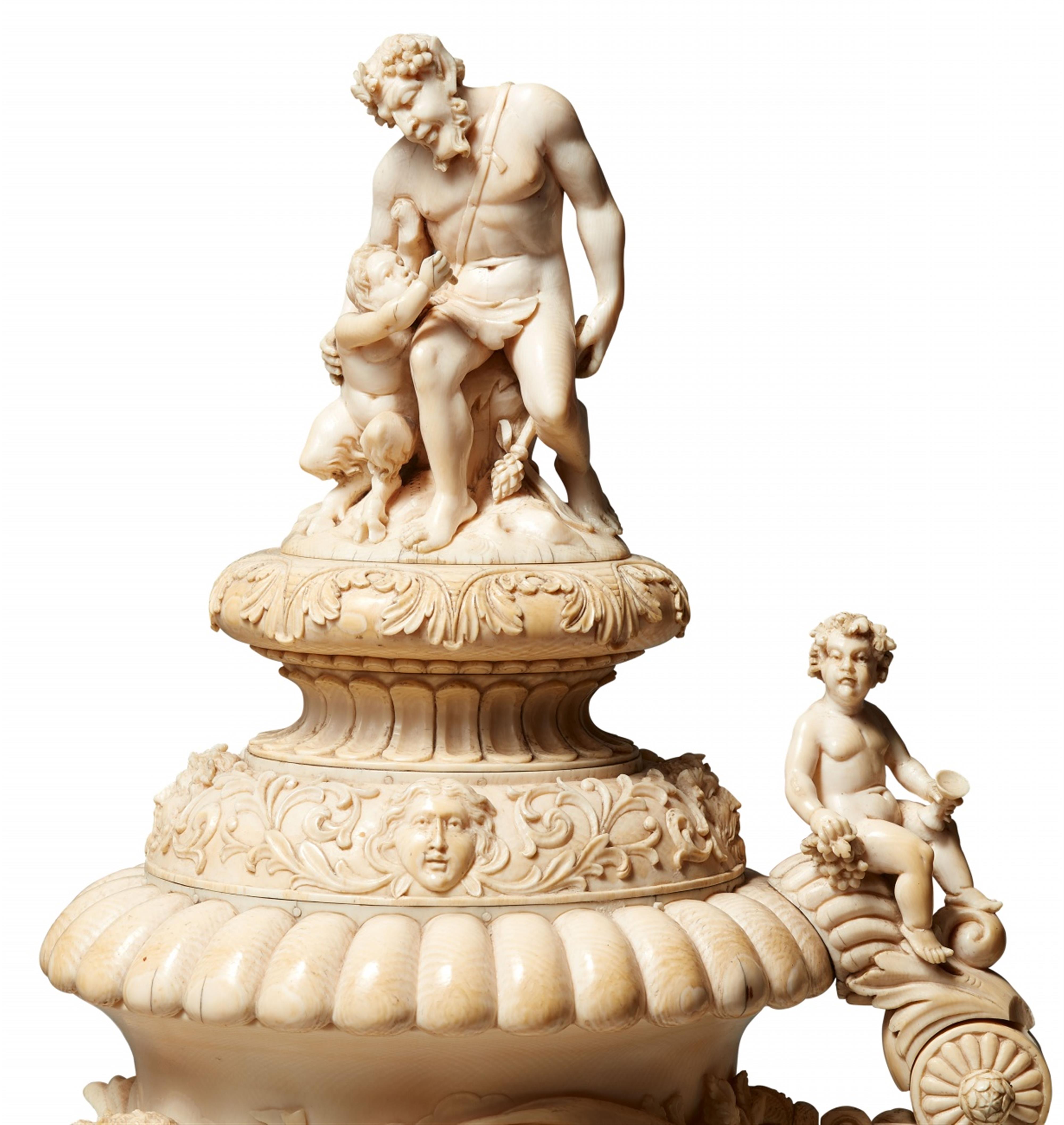 A monumental ivory tankard with a drunken Silenus - image-6