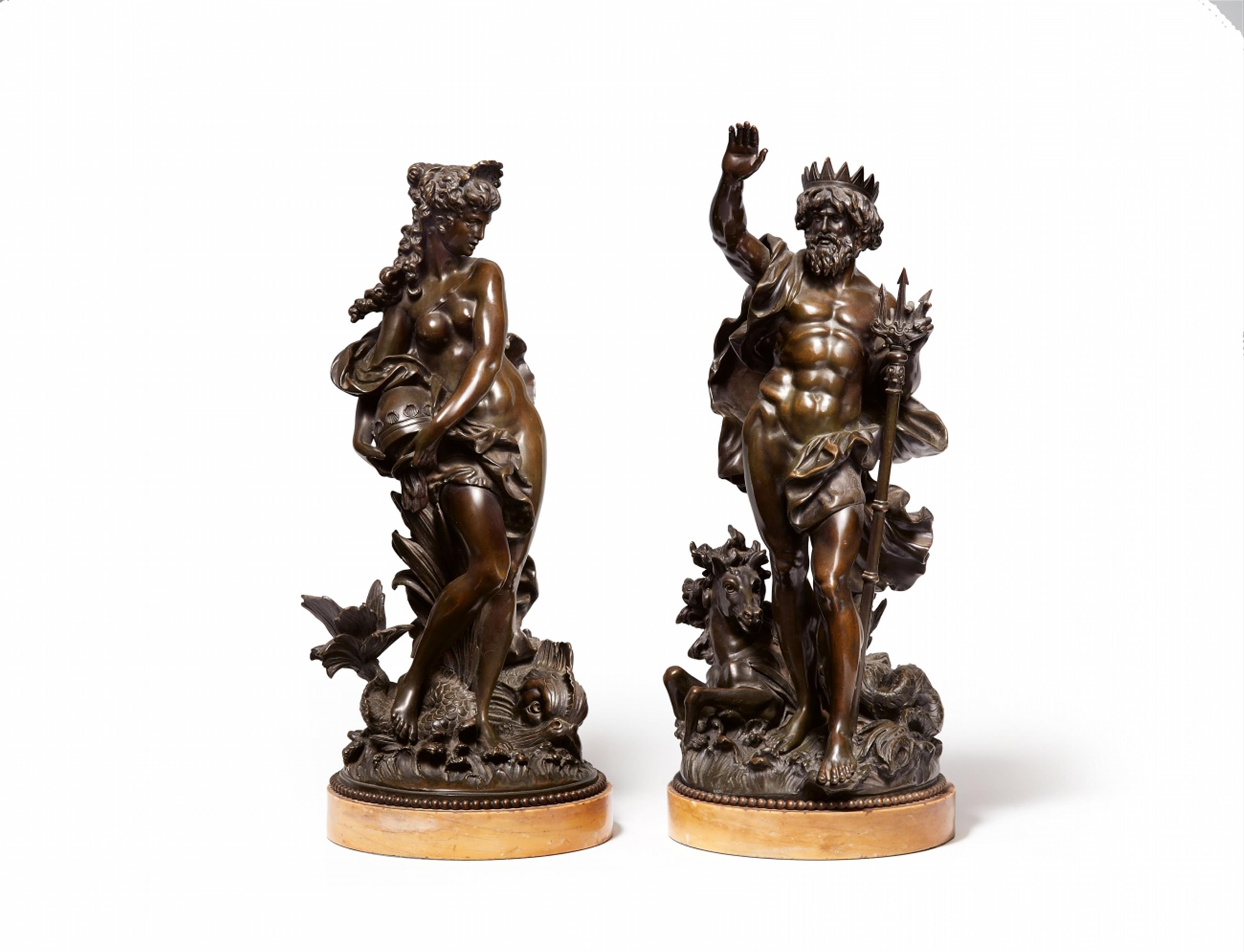 Two cast bronze figures of Poseidon and Amphitrite - image-1