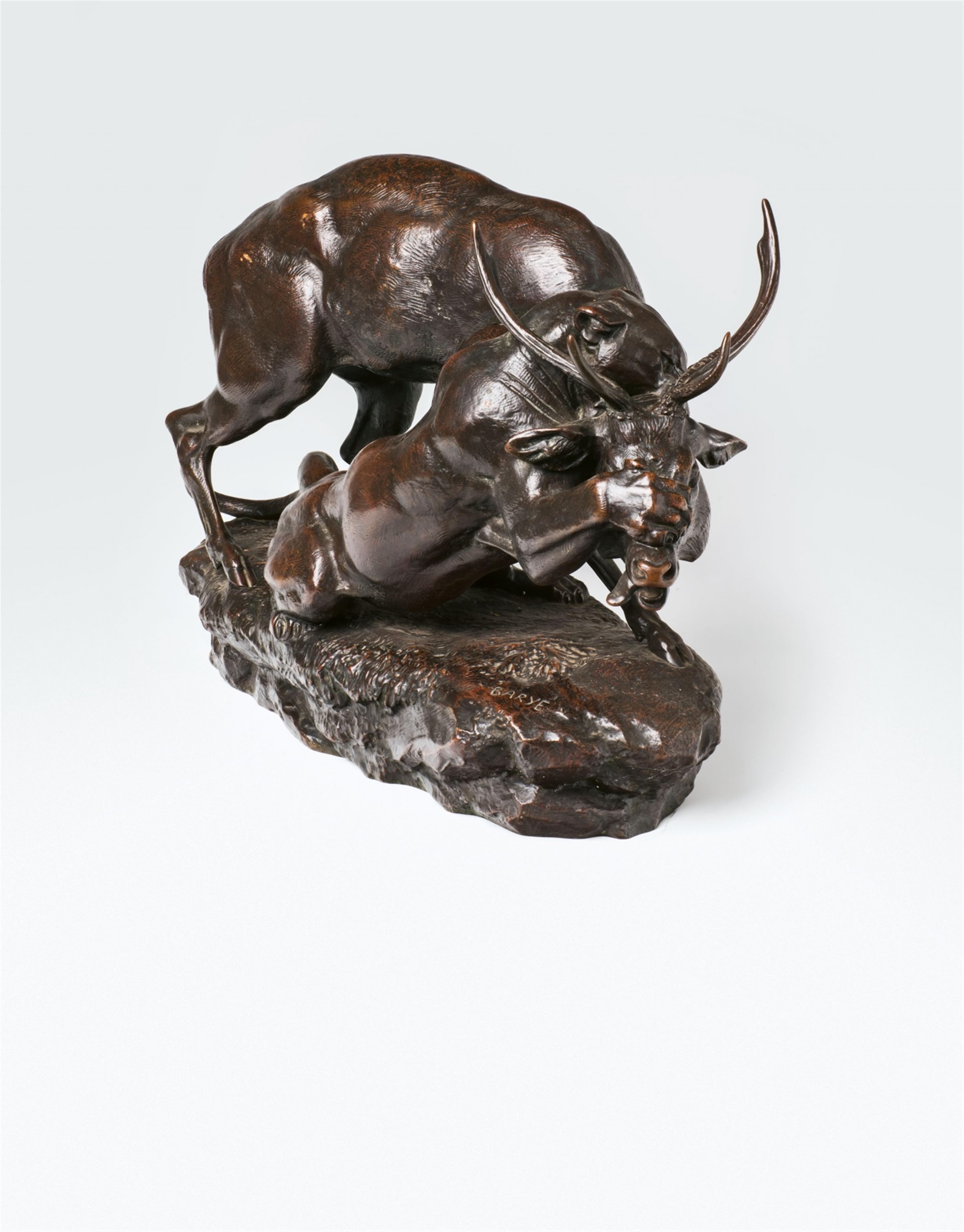 A bronze group "Panthère Saisissant un Cerf" - image-1