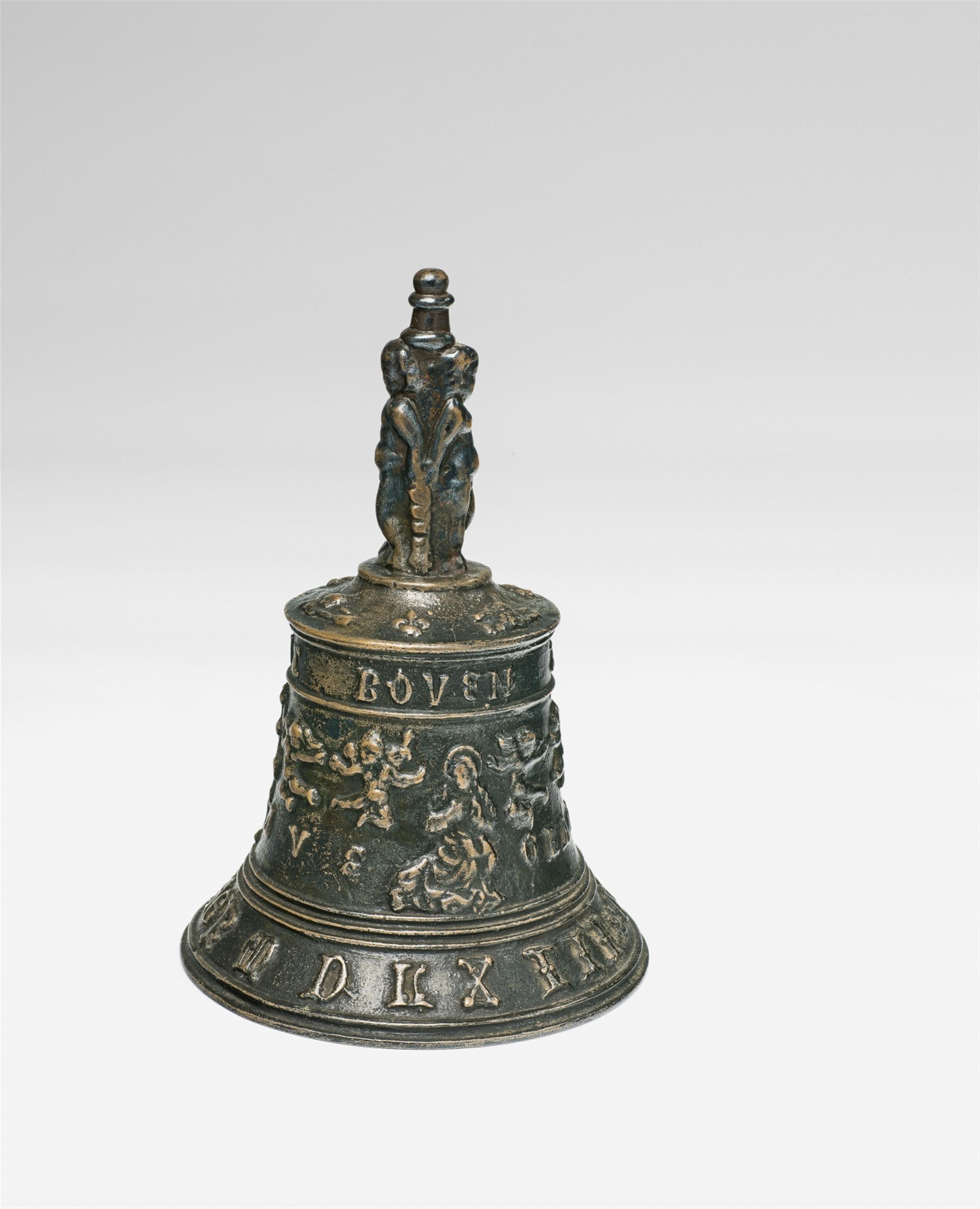 A Renaissance bronze hand bell with the Annunciation - image-1