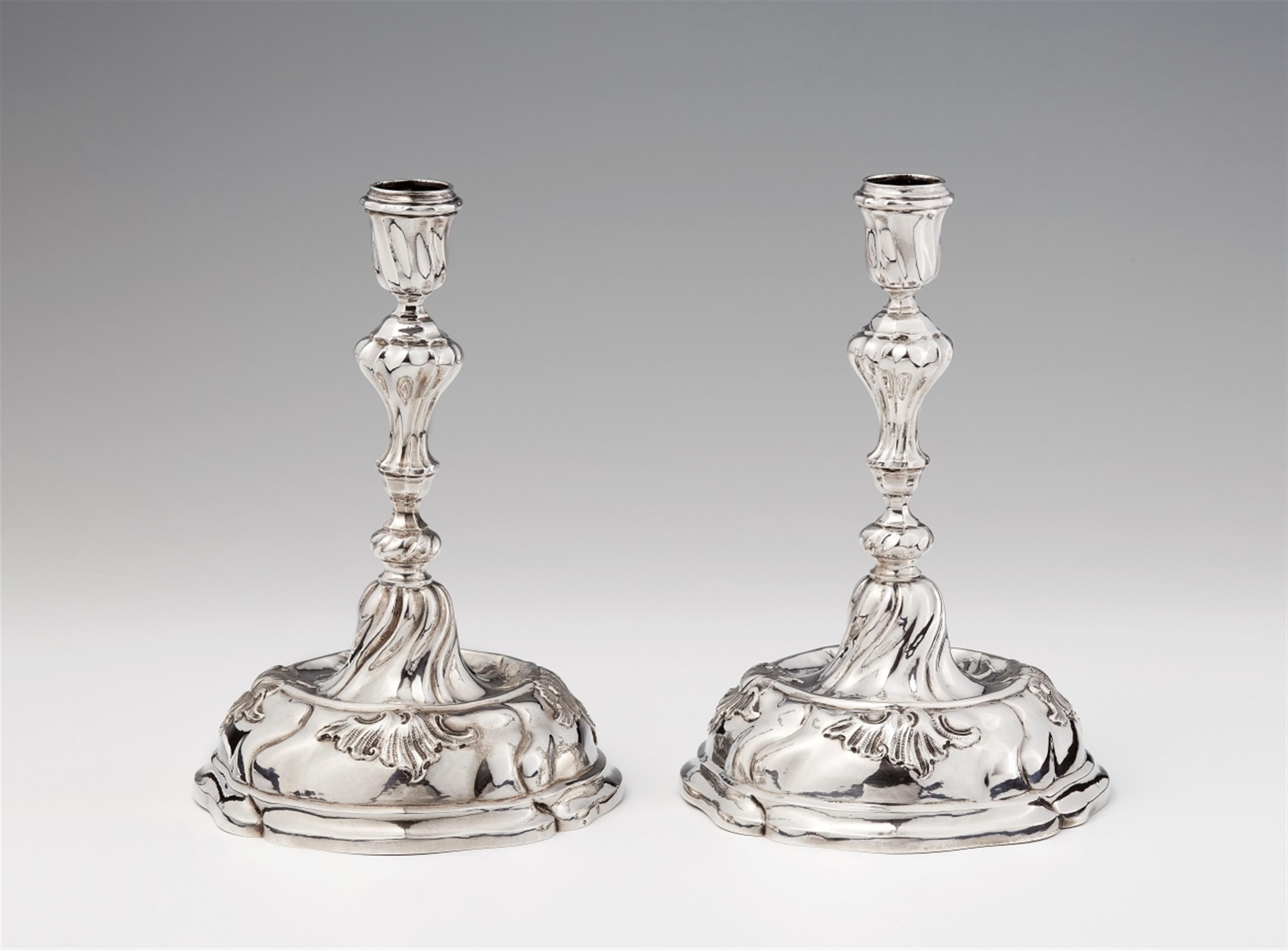 A pair of Rococo Augsburg silver candlesticks - image-1