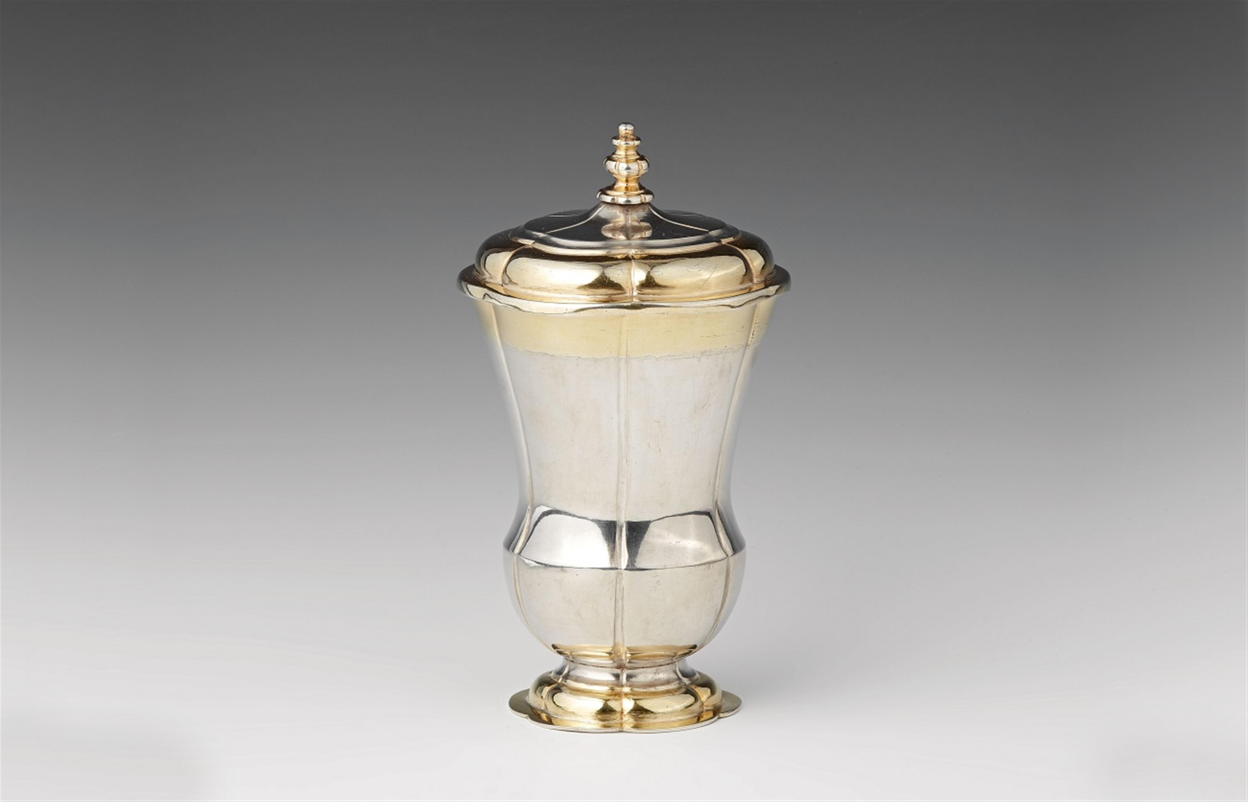 A parcel gilt Dresden silver beaker and cover - image-3