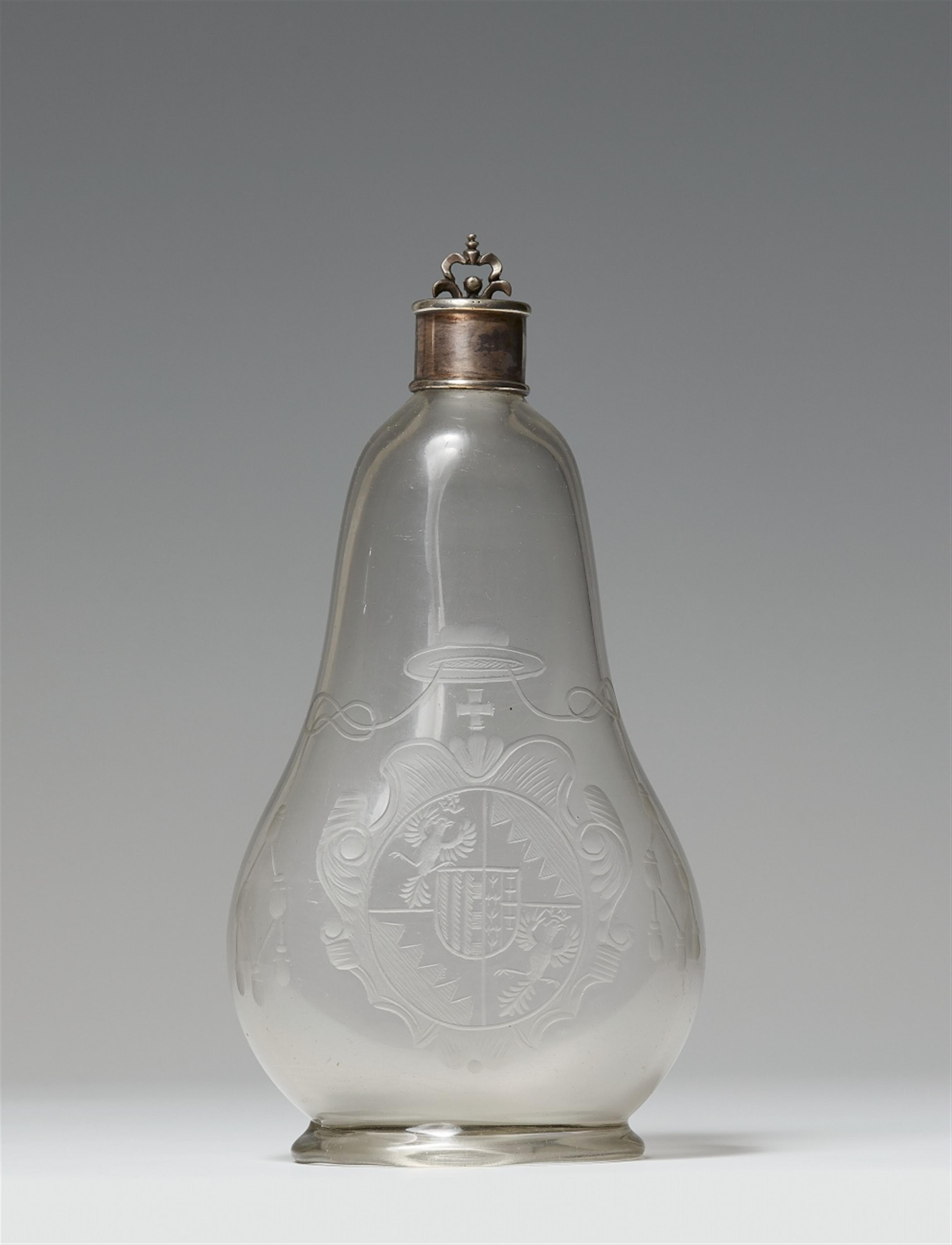 A Nuremberg silver-mounted glass flask with a bishop's coat-of-arms - image-1