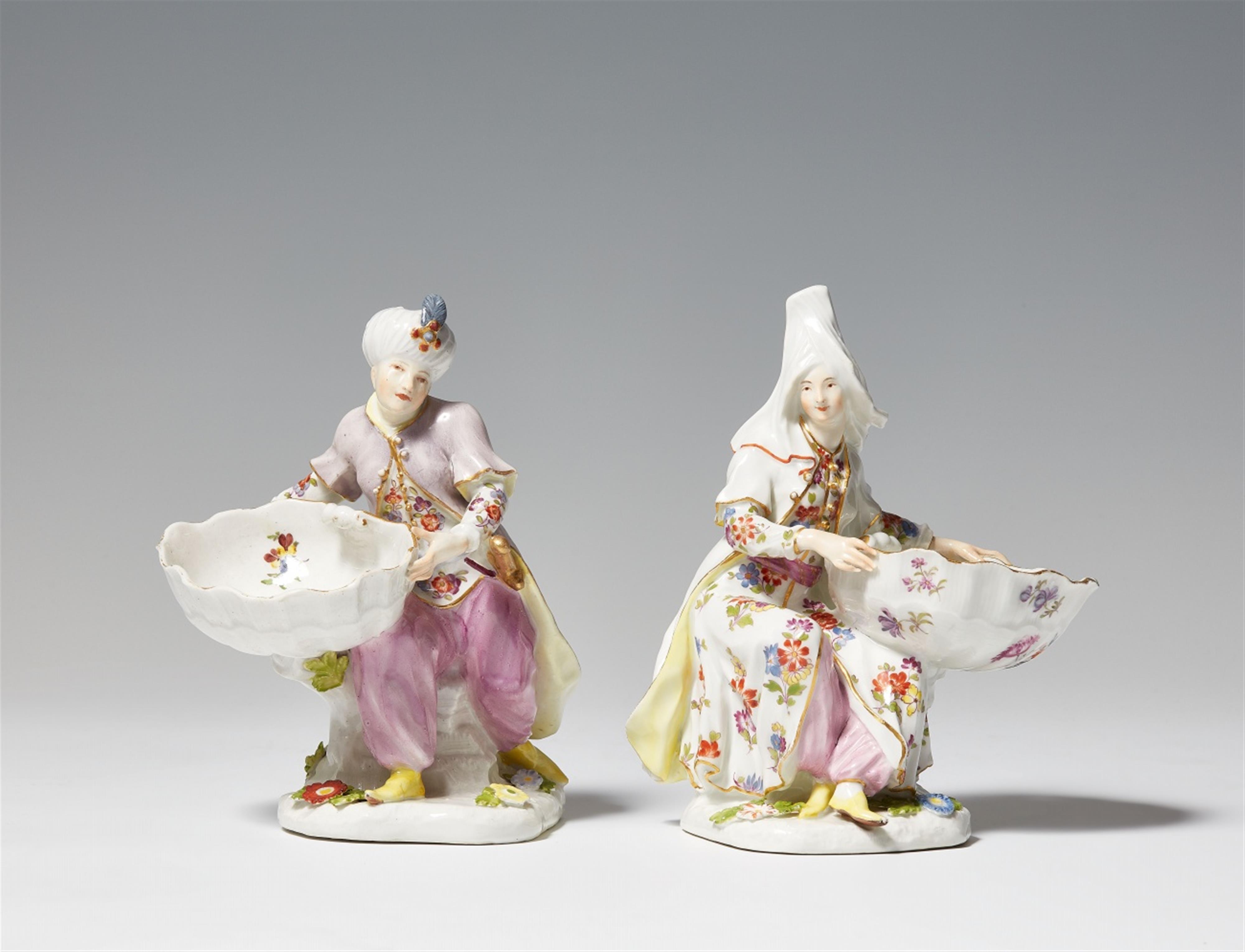 Two Meissen porcelain figures of a Turkish man and woman as spice dishes - image-1
