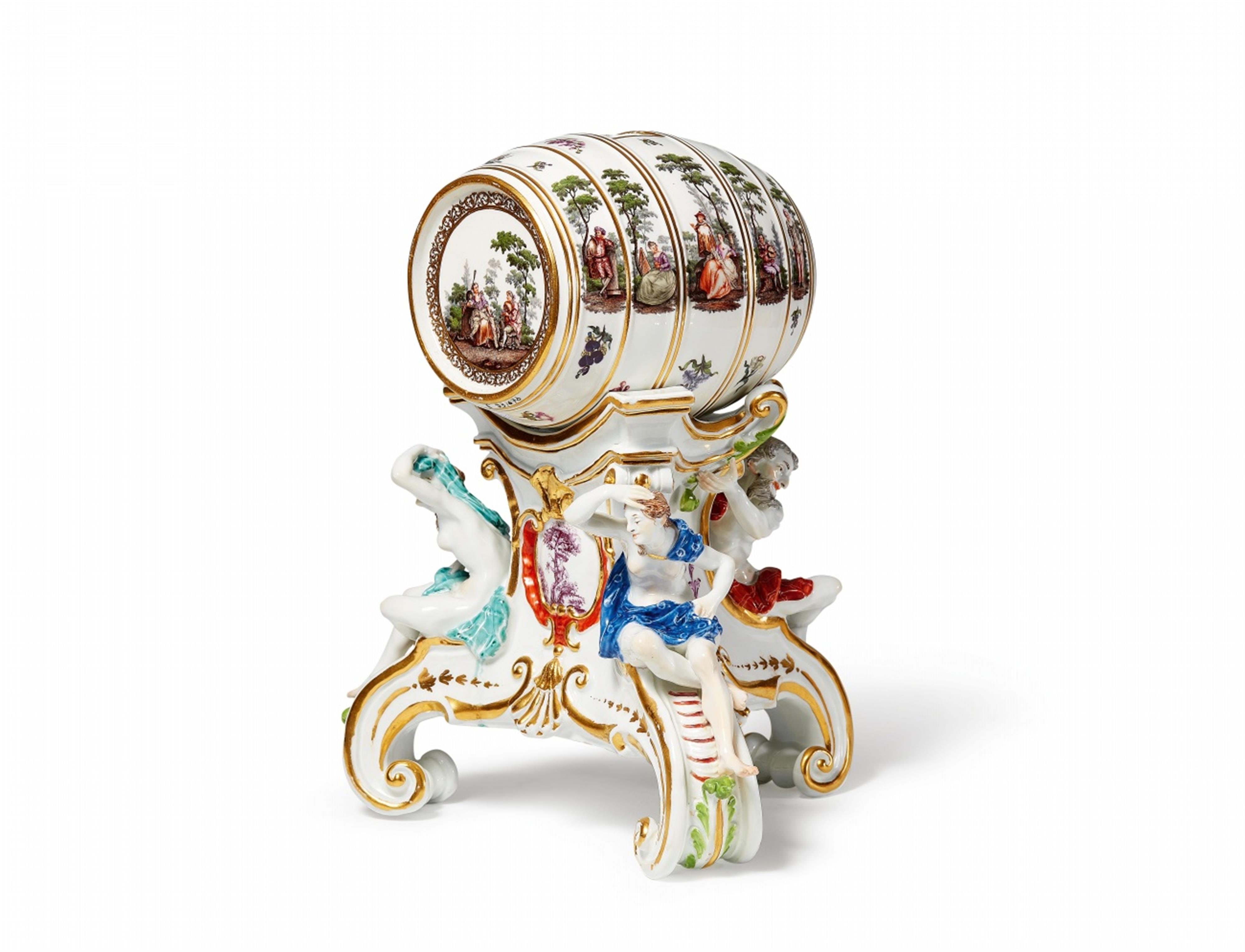 A Meissen porcelain coffee barrel on stand - image-1