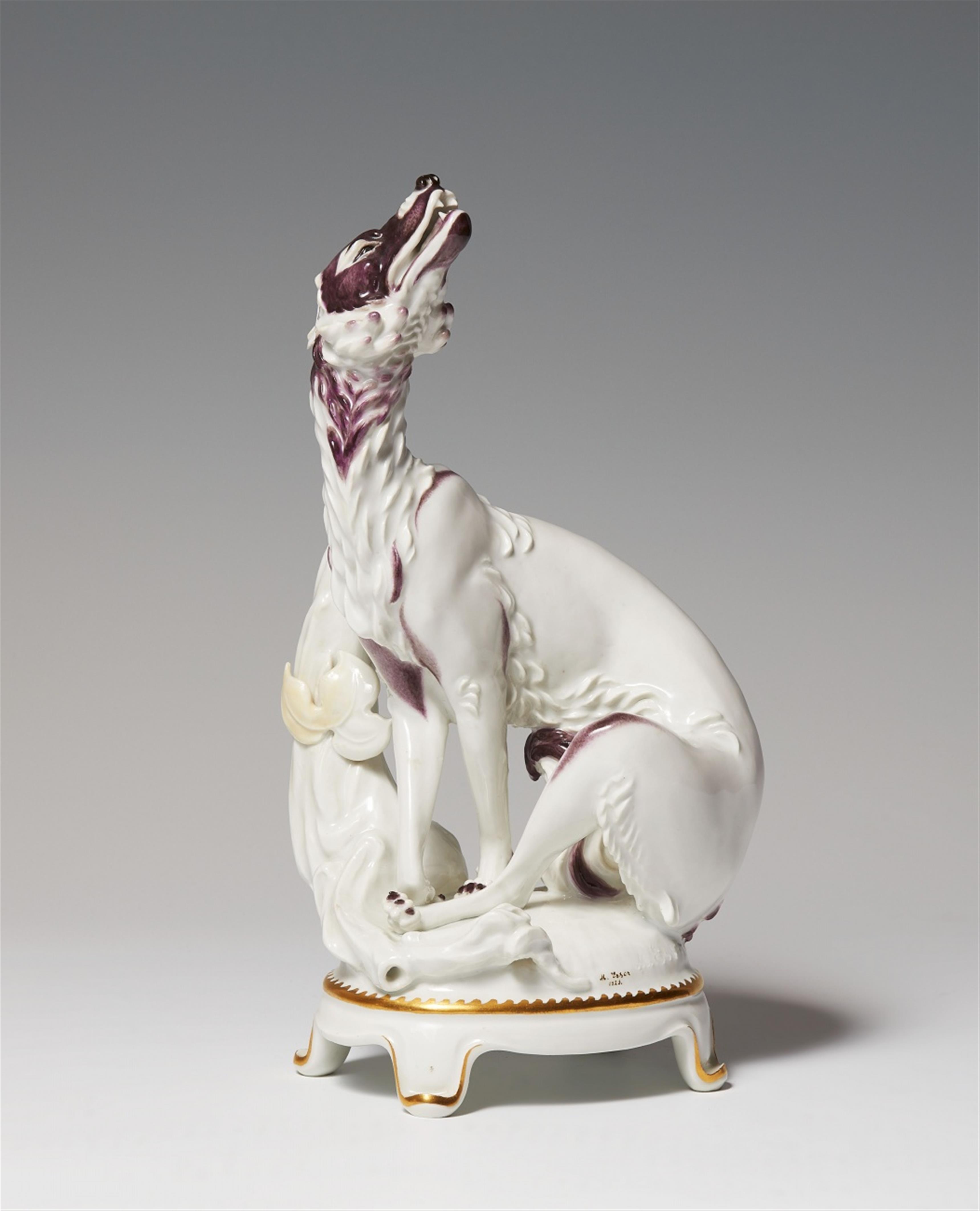 A Meissen porcelain wolf from the "Reineke Fuchs" centrepiece - image-1