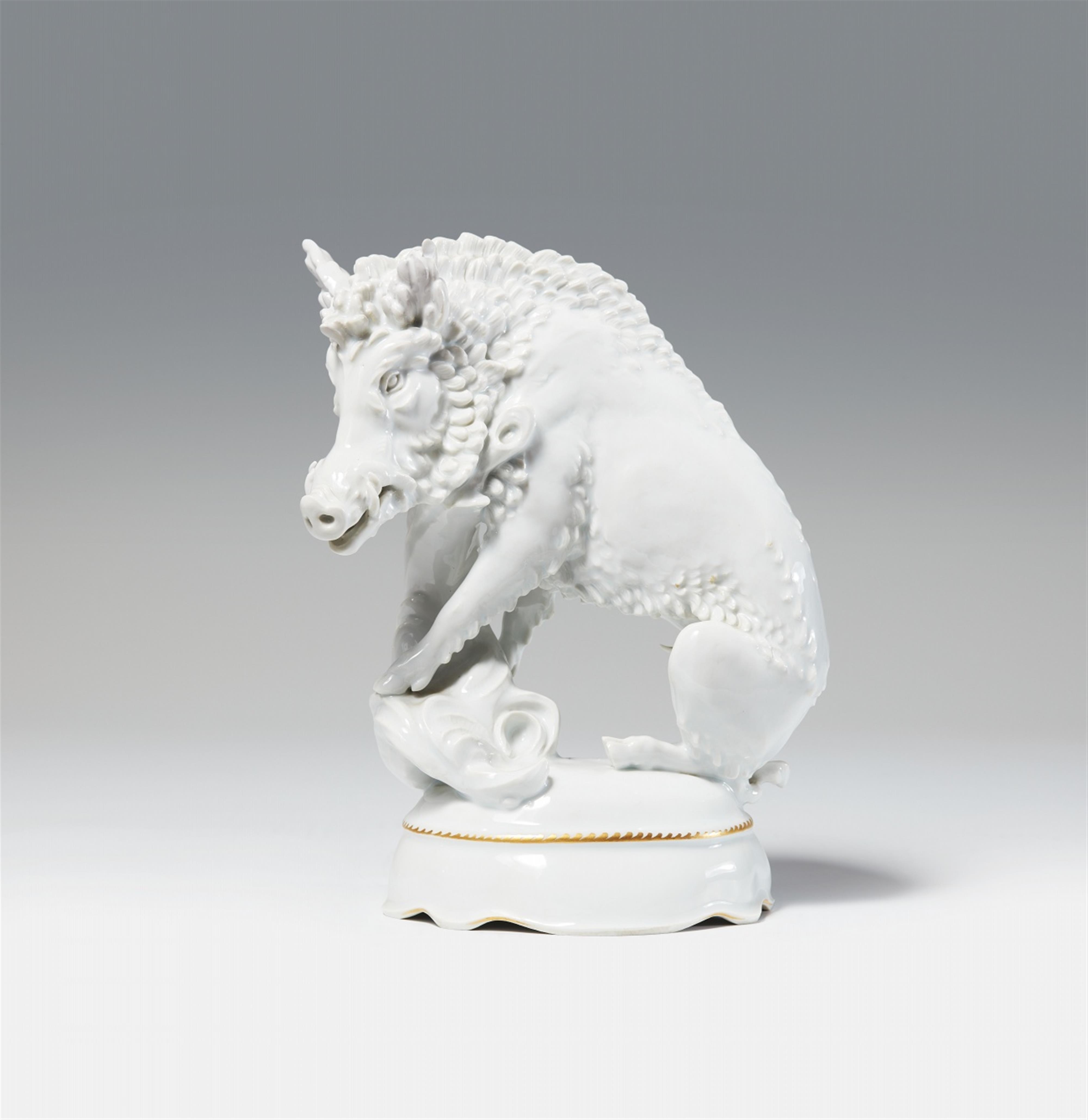 A Meissen porcelain wild boar from the "Reineke Fuchs" centrepiece - image-1