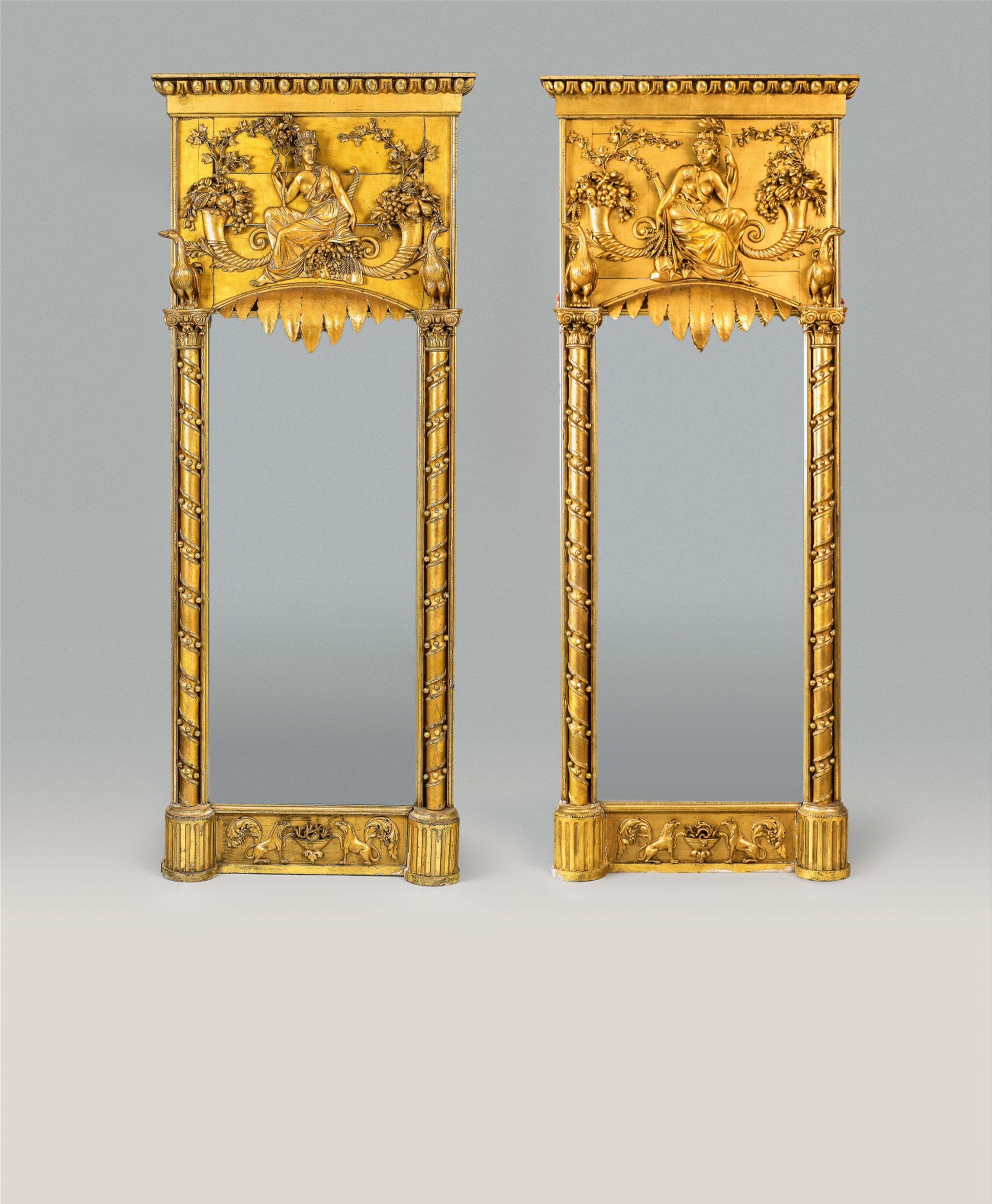 A pair of rare Neoclassical giltwood pier mirrors - image-5