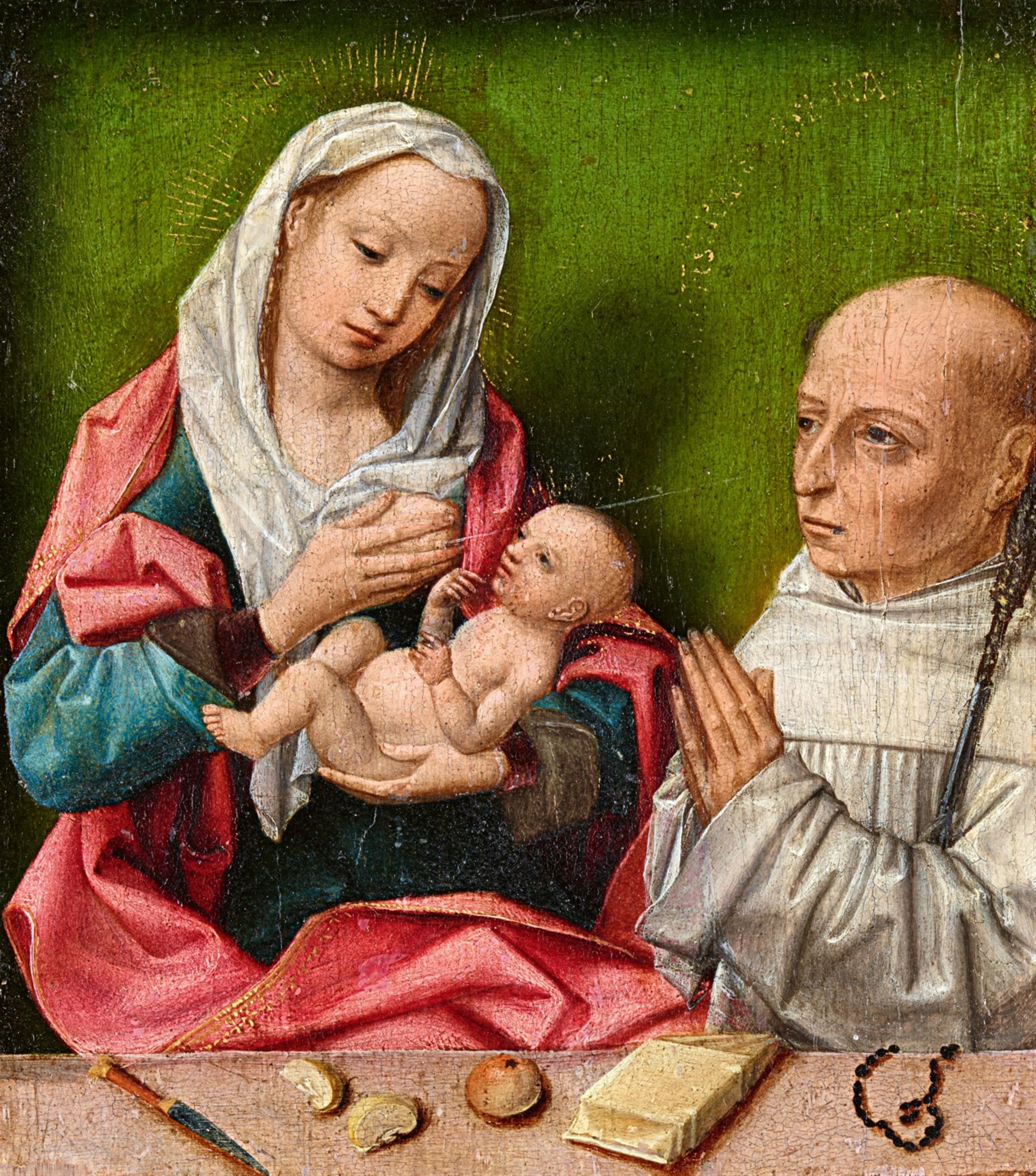 Flemish School circa 1510/1530 - The Virgin and Child with Saint Bernard - image-1