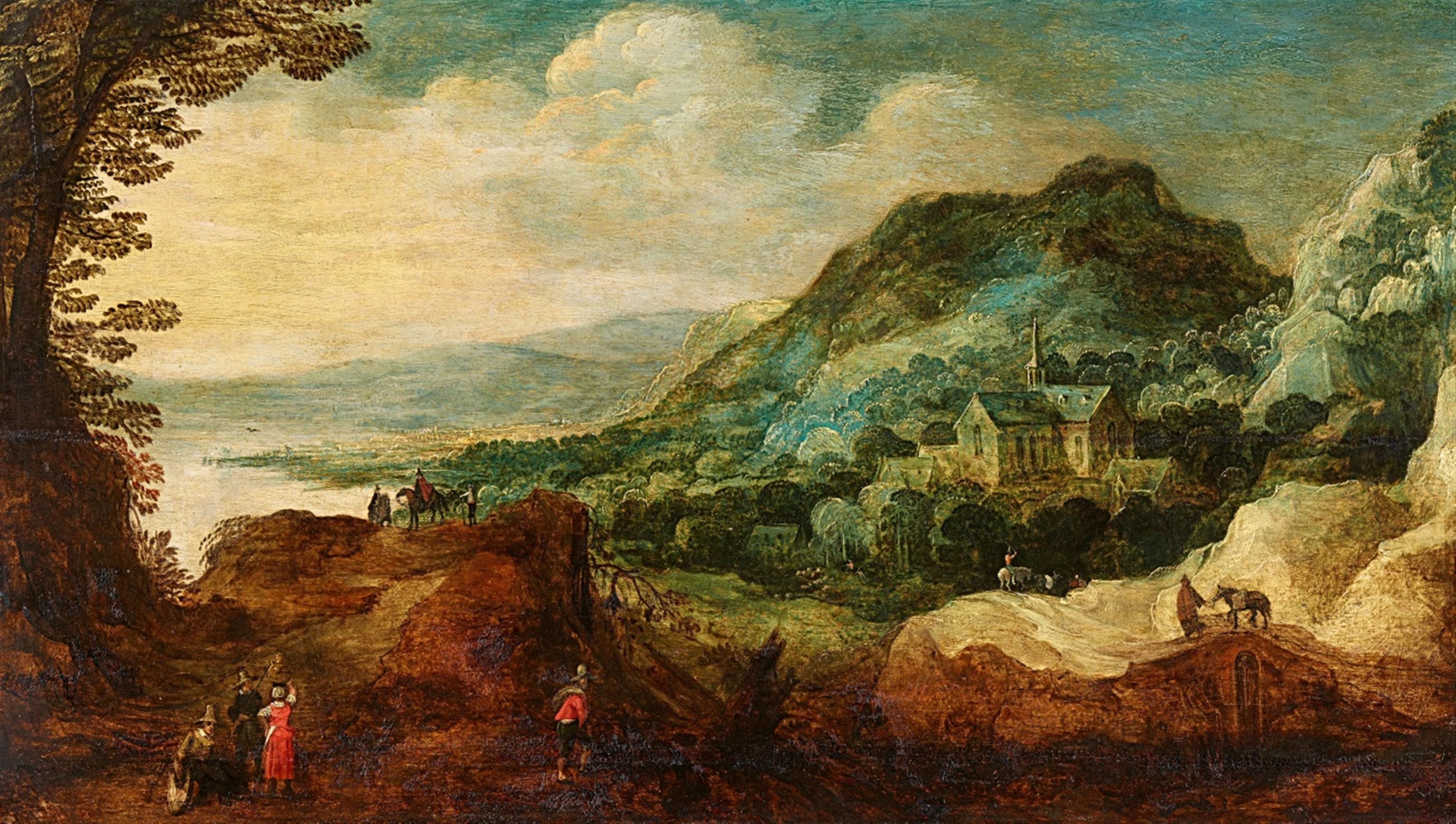 Joos de Momper - Travellers in a Panoramic Landscape - image-1